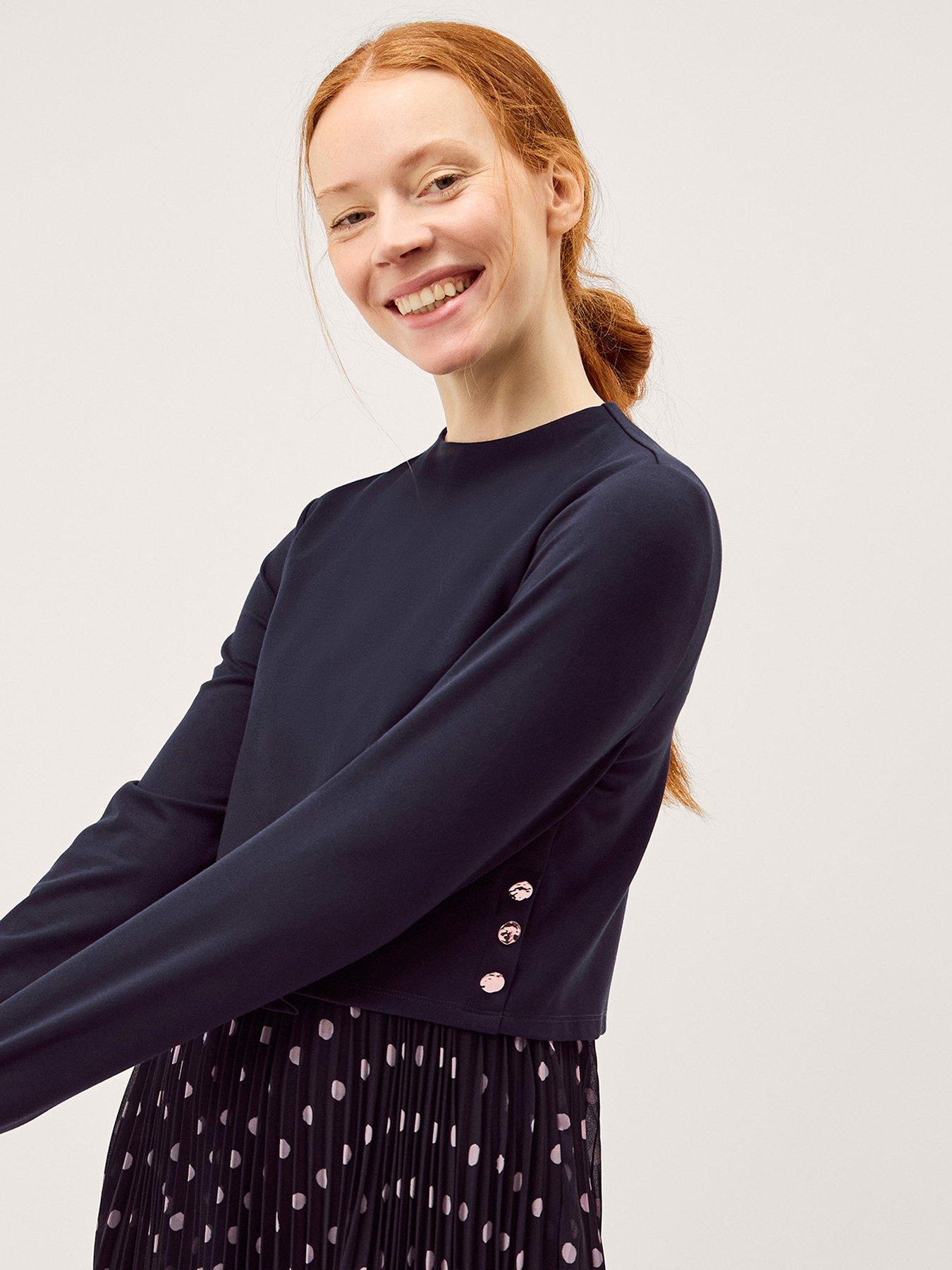  image of monsoon-daisy-spot-dress-blue