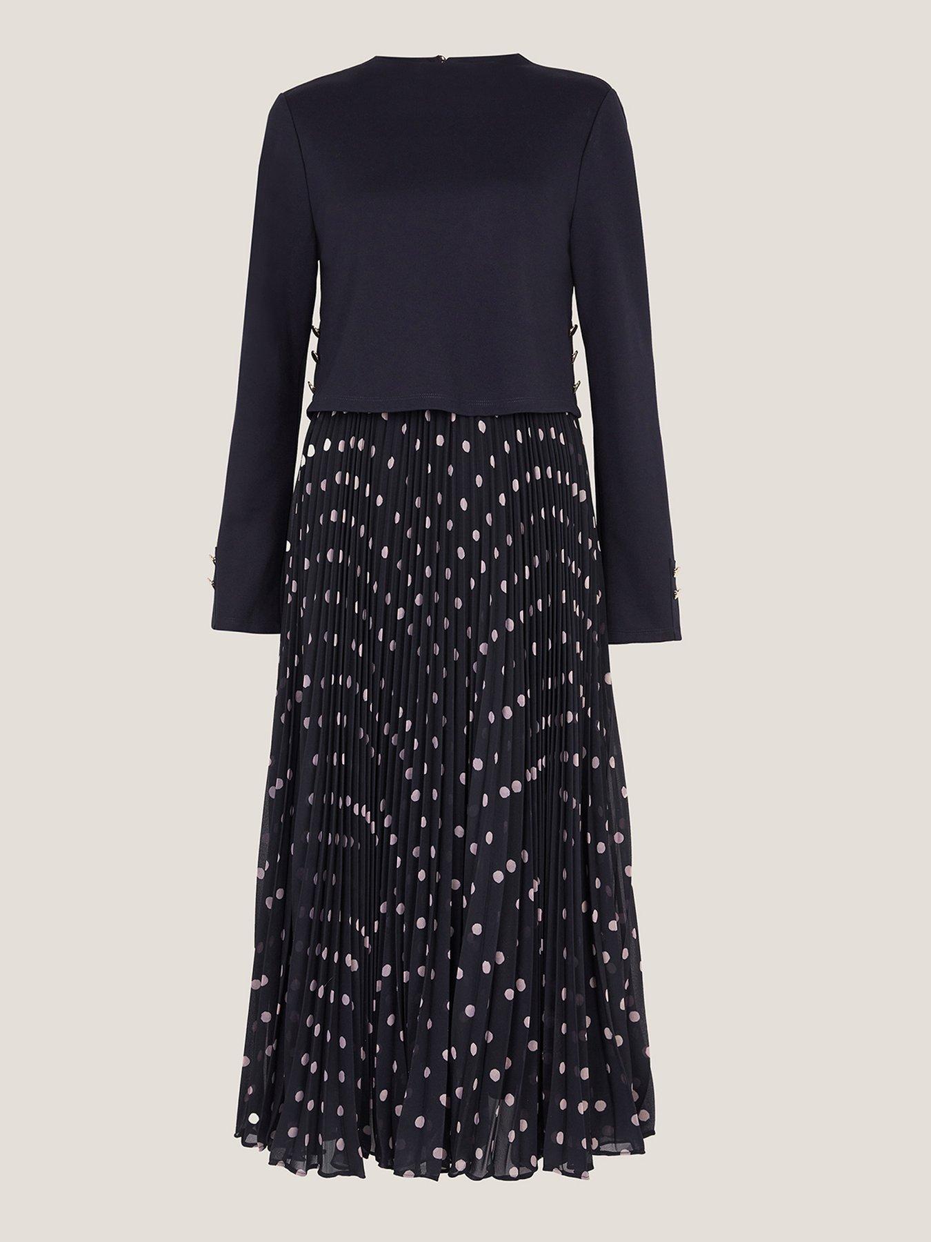  image of monsoon-daisy-spot-dress-blue