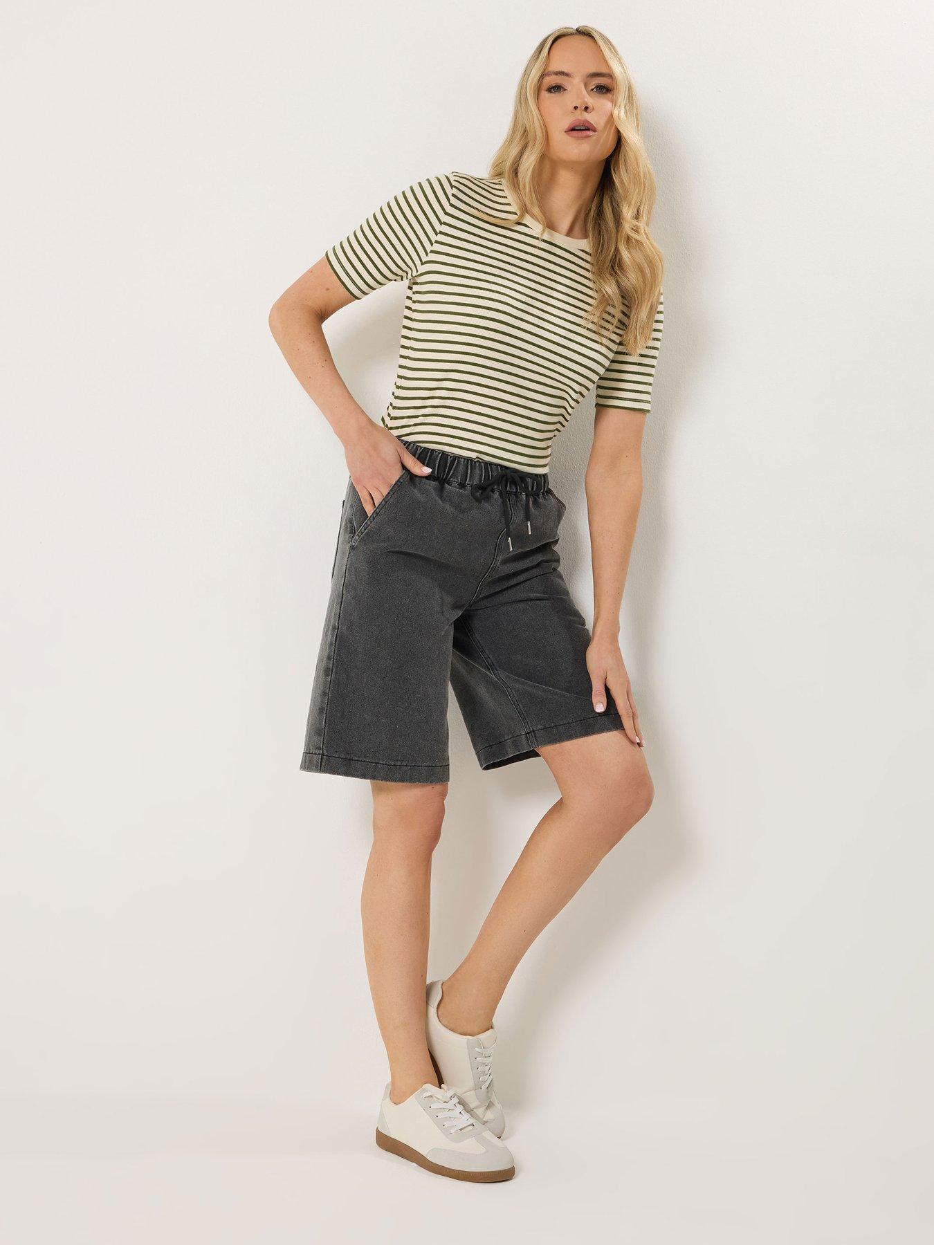  image of long-tall-sally-pull-on-denim-short-black