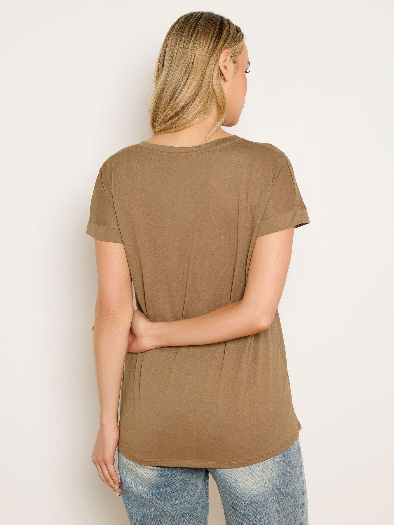 stillFront image of long-tall-sally-2-pack-basic-v-neck-modal-t-shirt-cream