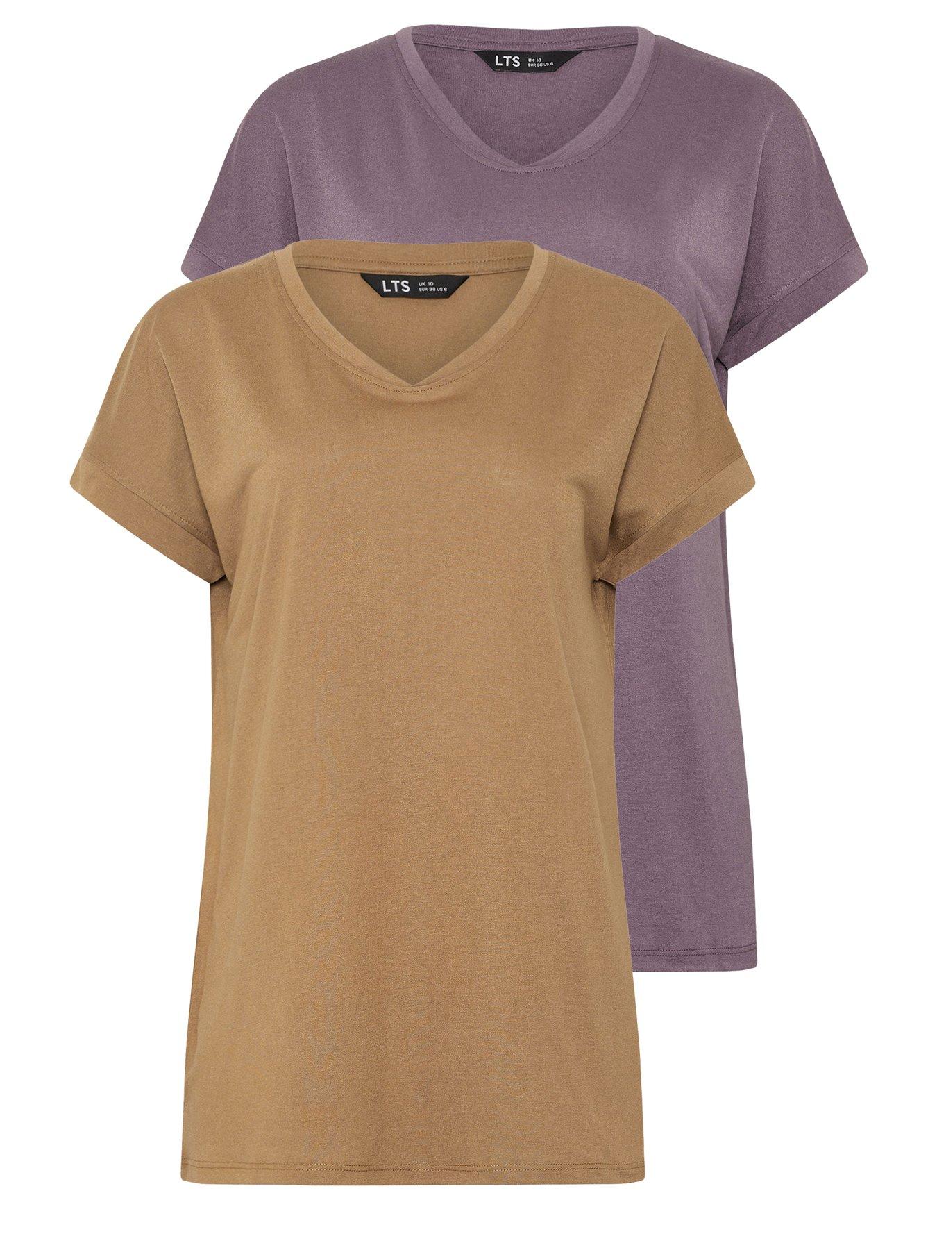  image of long-tall-sally-2-pack-basic-v-neck-modal-t-shirt-cream