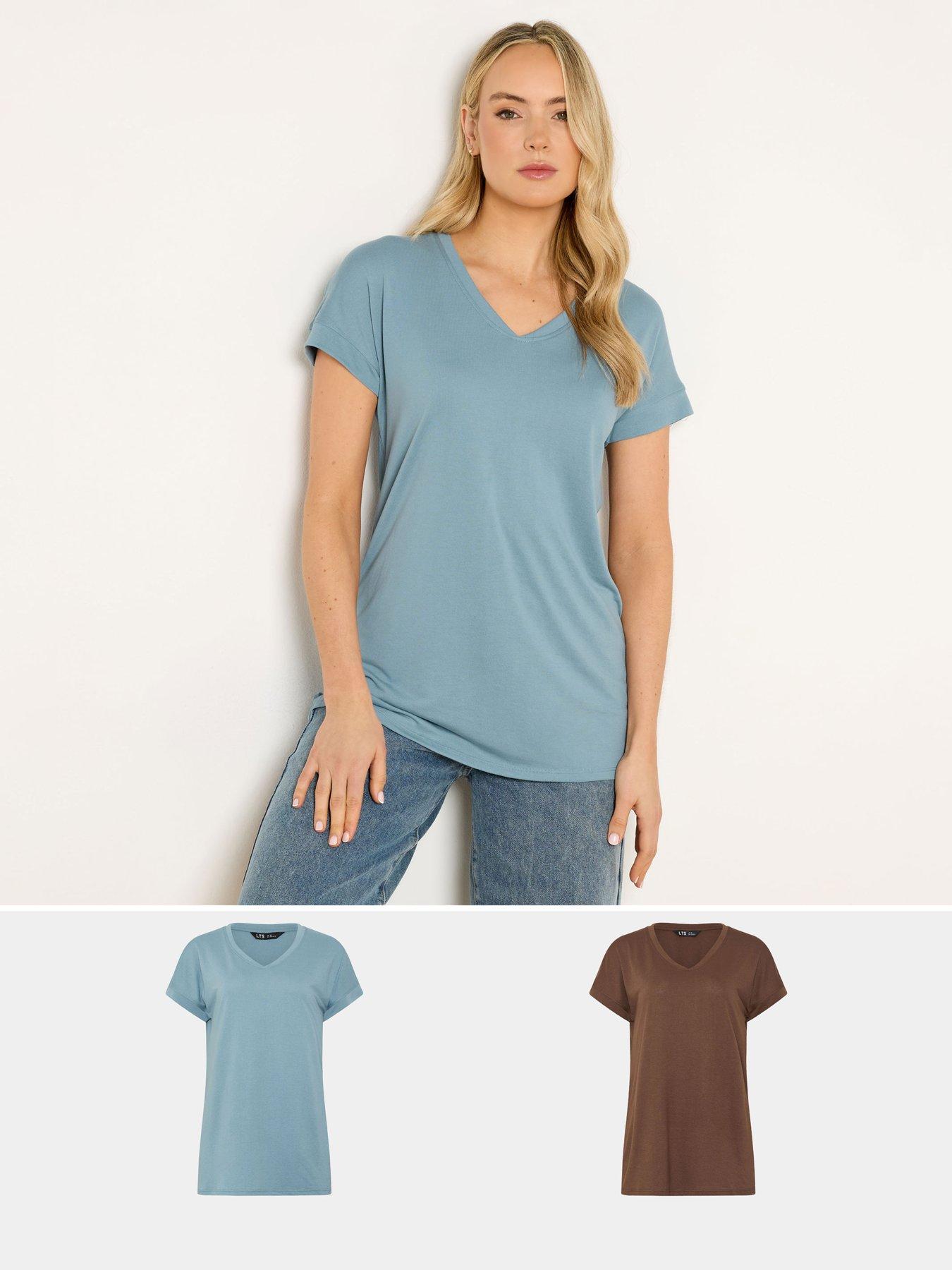 front image of long-tall-sally-tall-2-pack-basic-v-neck-modal-t-shirt