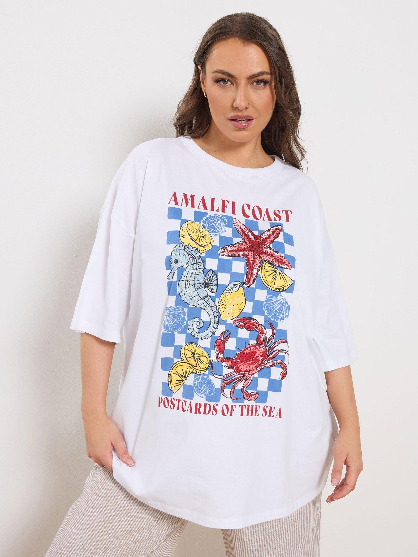 Yours Curve Placement Print Boxy T-Shirt - White