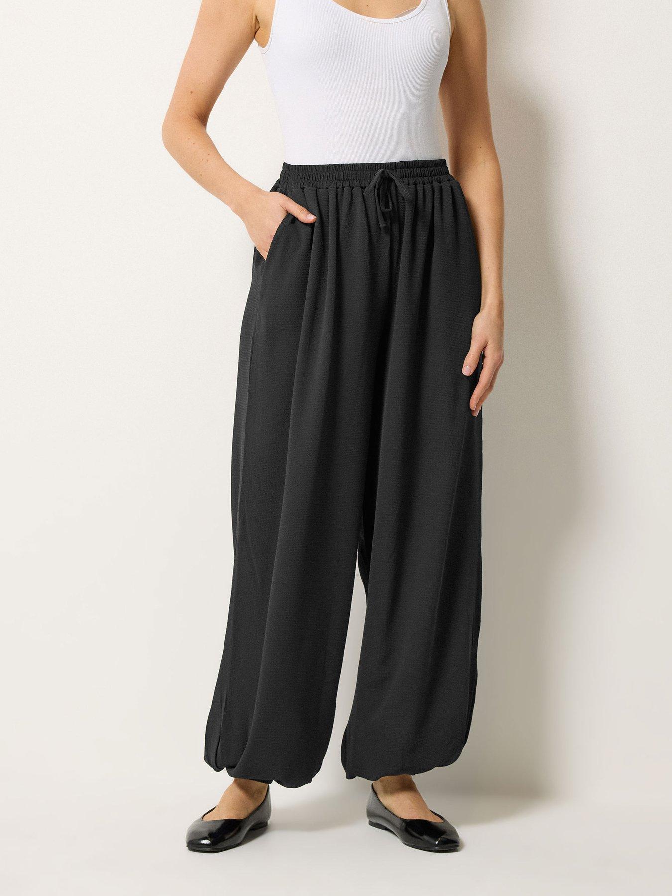 Long Tall Sally Gathered Hem Trouser 34" - Black