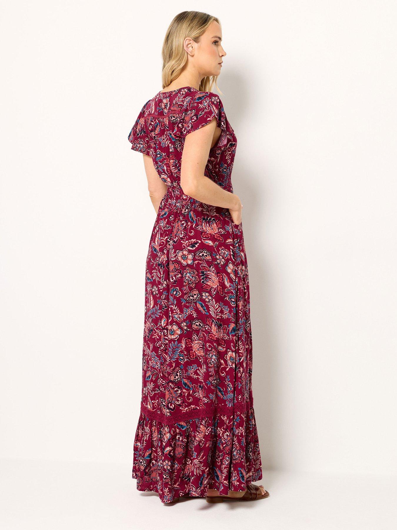 Image 2 of 5 of Long Tall Sally Floral Button Through Maxi Dress - Red