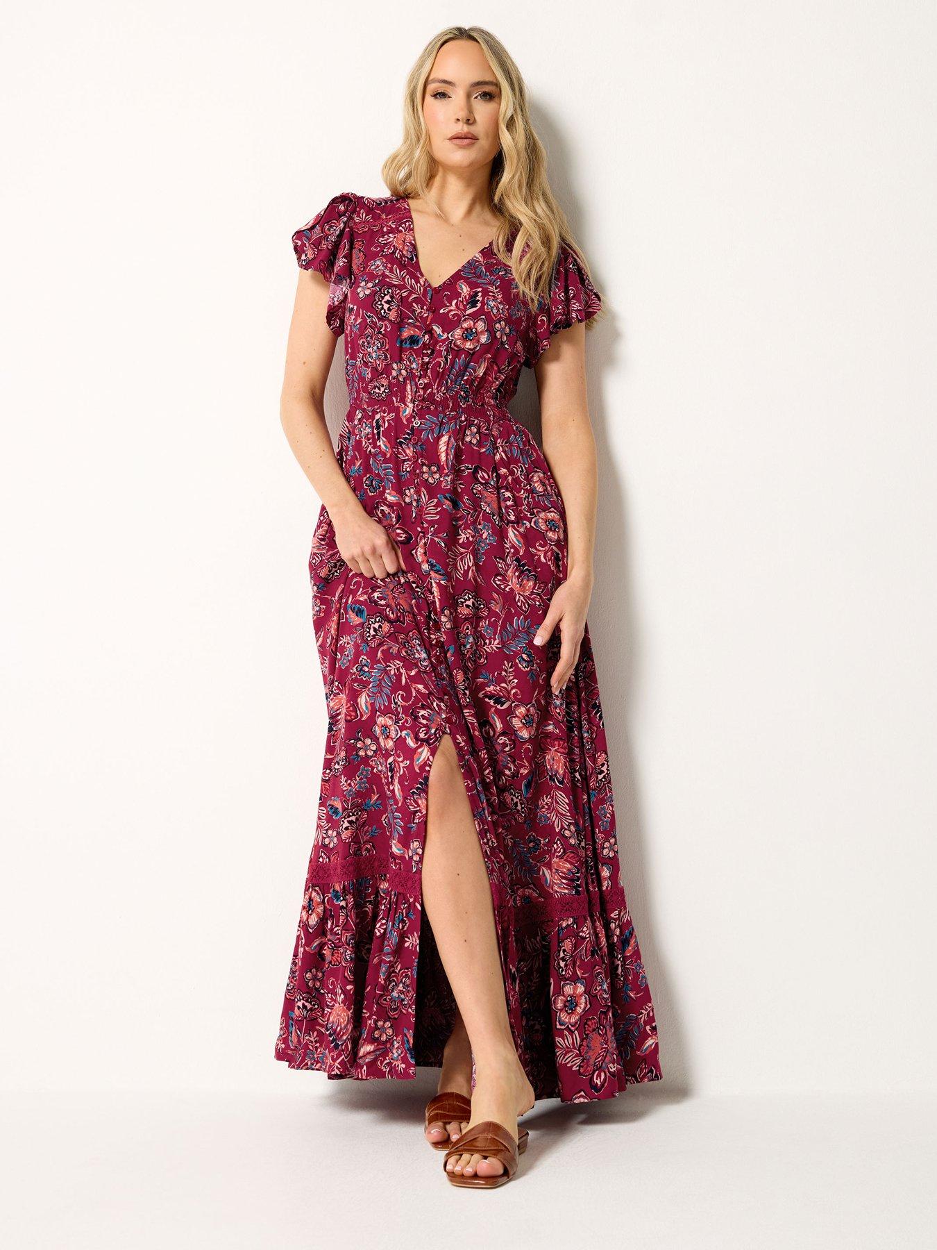 Image 3 of 5 of Long Tall Sally Floral Button Through Maxi Dress - Red