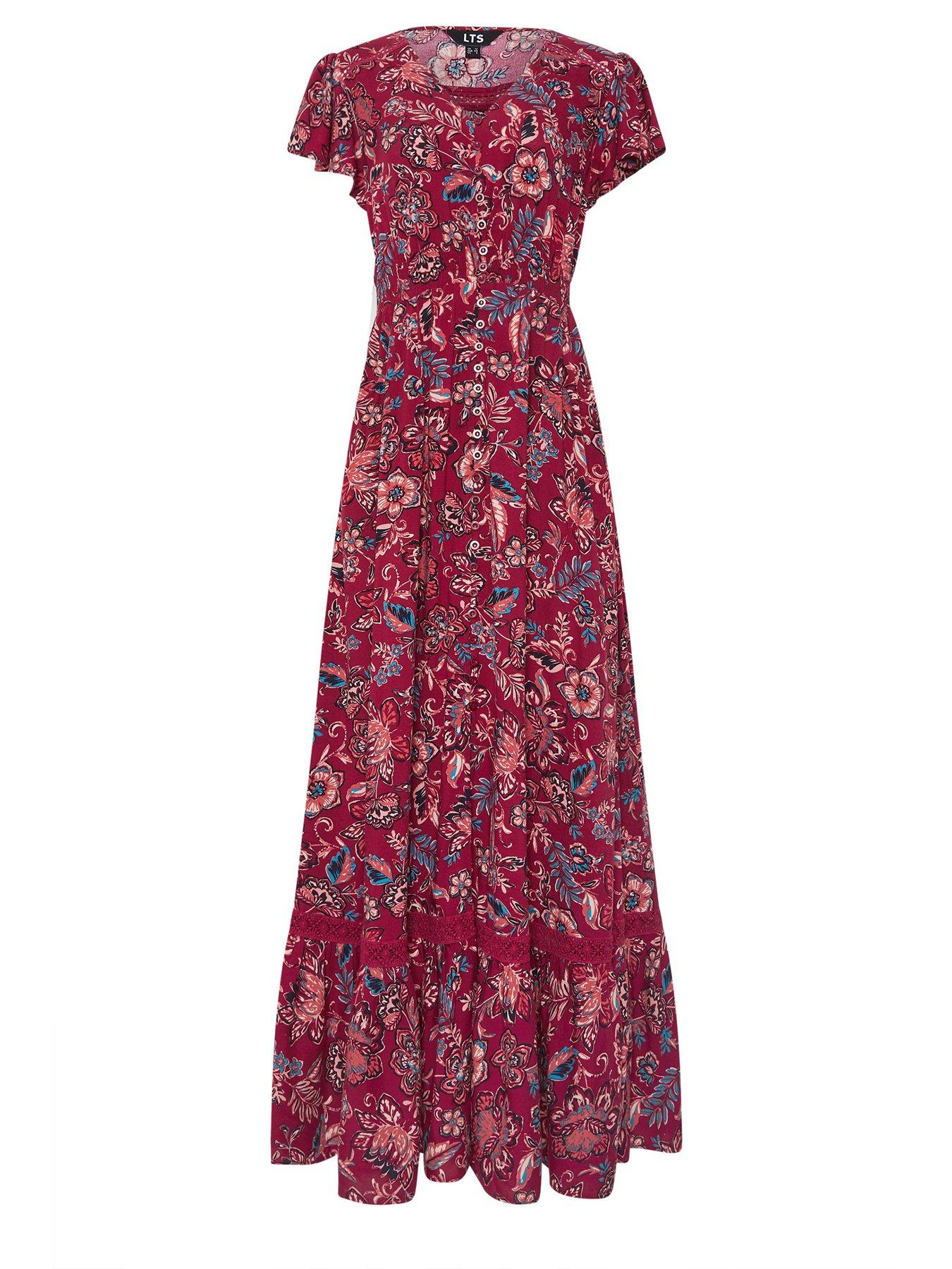 Image 5 of 5 of Long Tall Sally Floral Button Through Maxi Dress - Red
