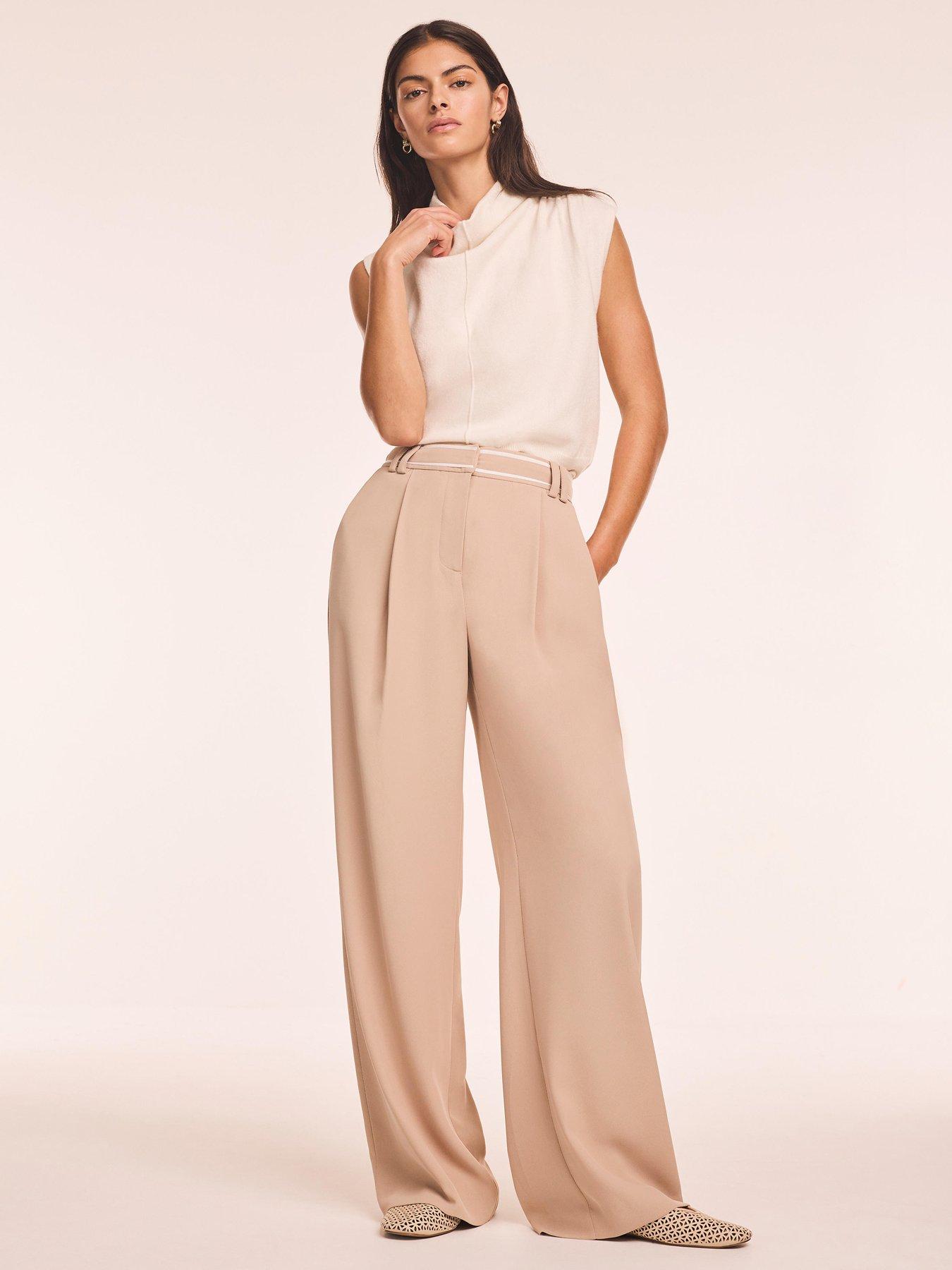 Mint Velvet Neutral Waist Detail Trouser - Beige