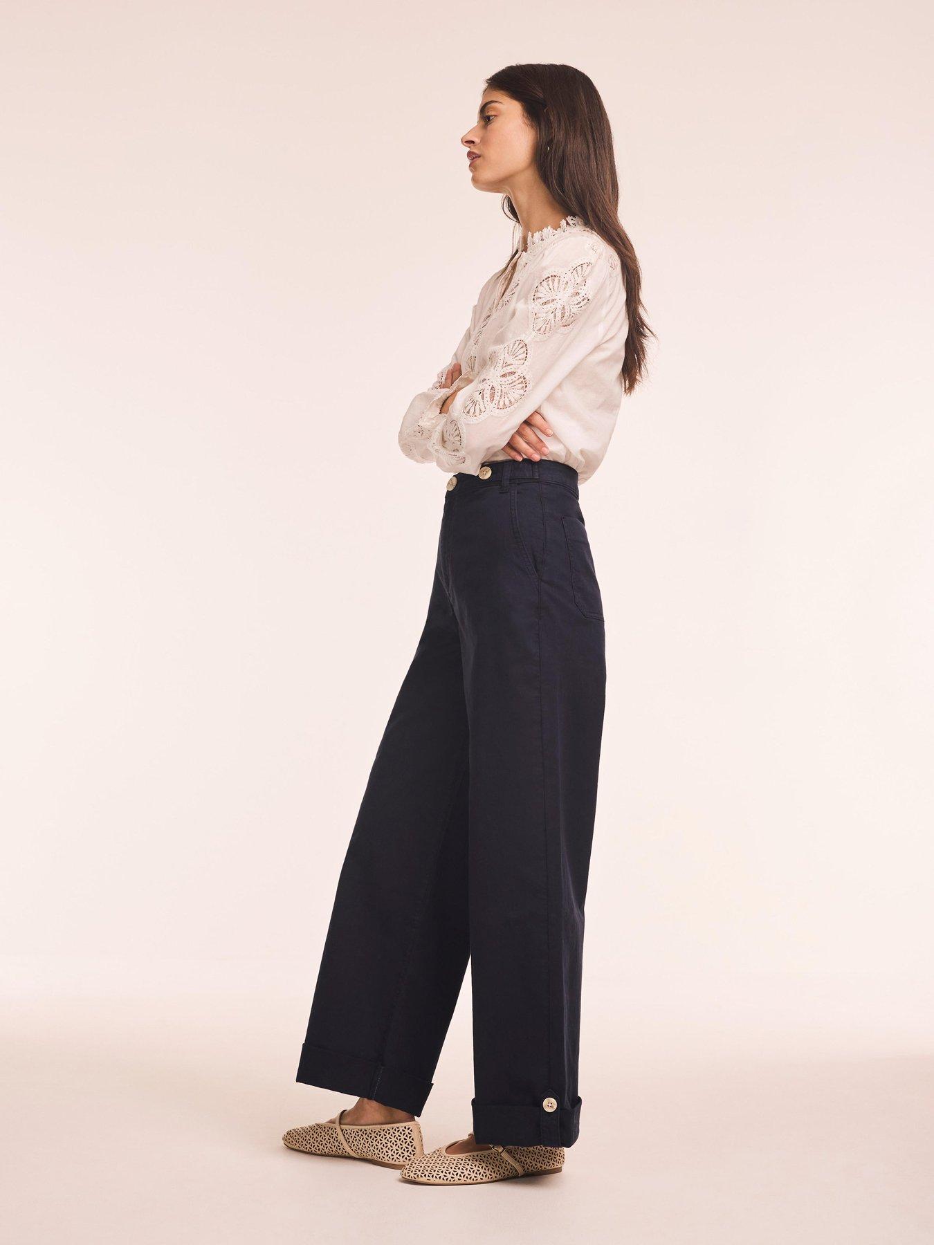 Image 2 of 6 of Mint Velvet Cropped Wide Chino - Blue