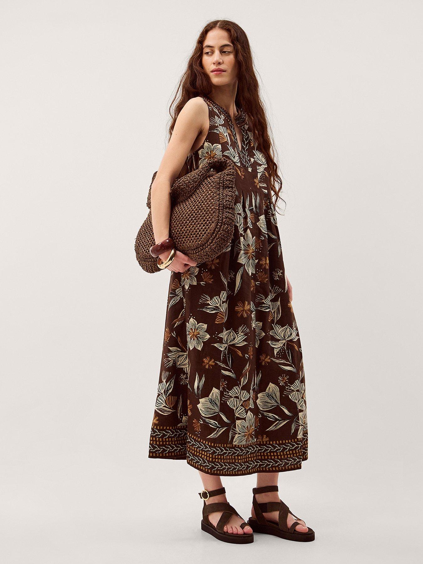 front image of monsoon-esther-linen-dress