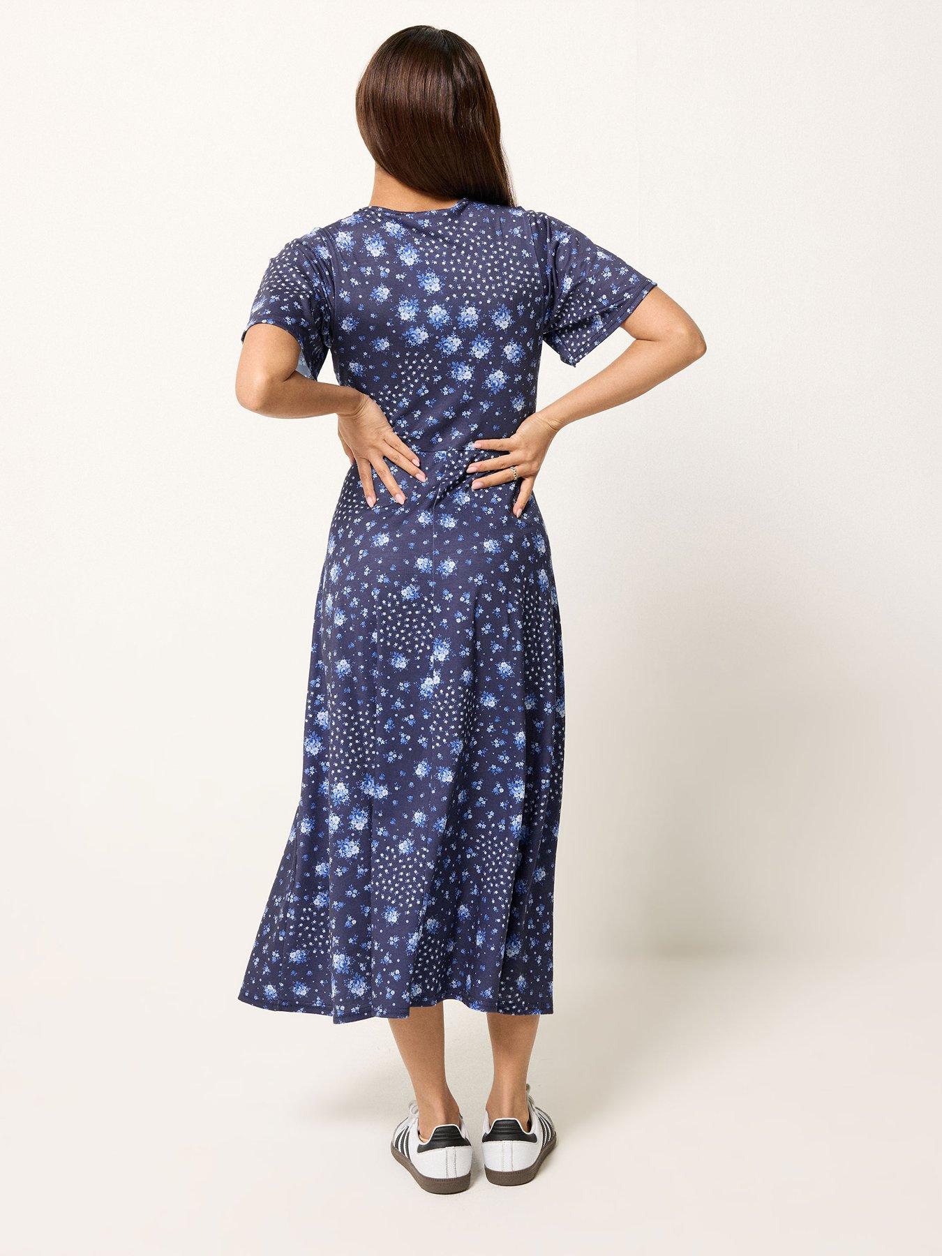 Image 2 of 5 of PixieGirl Petite Patchwork Midaxi Dress - Blue