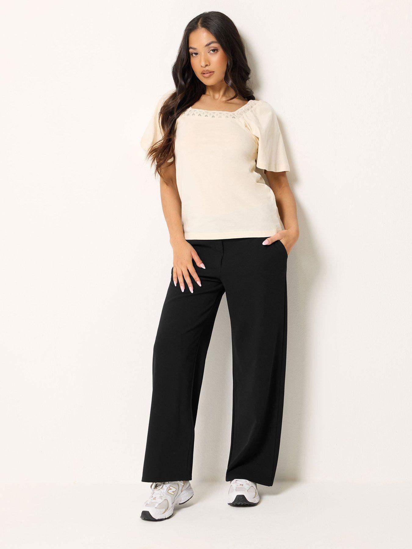 Image 2 of 4 of PixieGirl Petite Wide Leg Scuba Trousers - Black