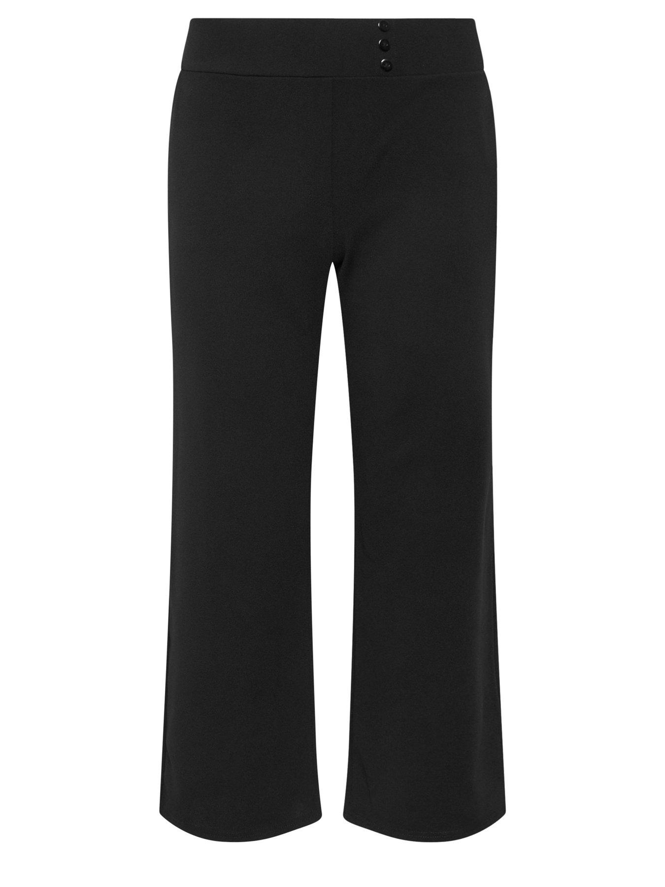 Image 4 of 4 of PixieGirl Petite Wide Leg Scuba Trousers - Black