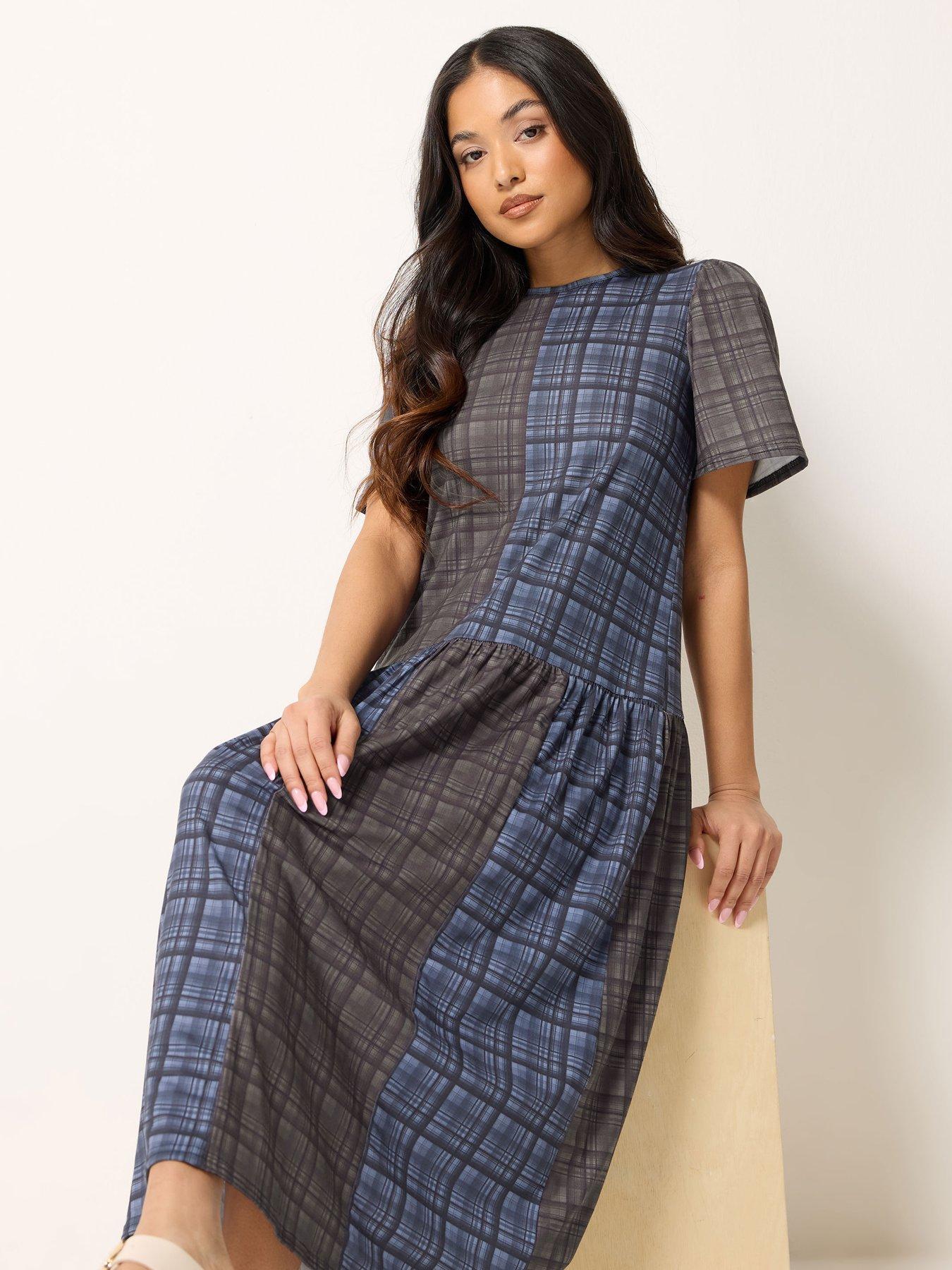 Image 3 of 5 of PixieGirl Petite Check Midaxi Dress