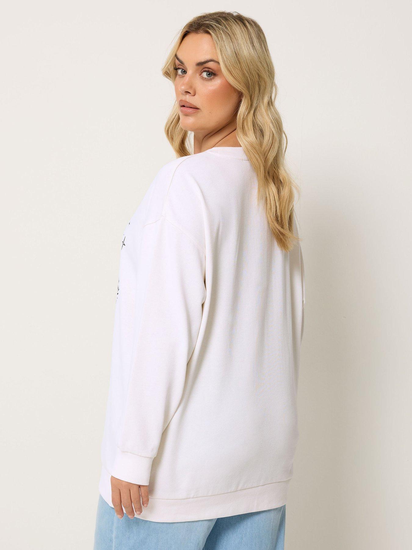 Image 2 of 4 of Yours Curve Sun And Moon Print Sweatshirt - Cream