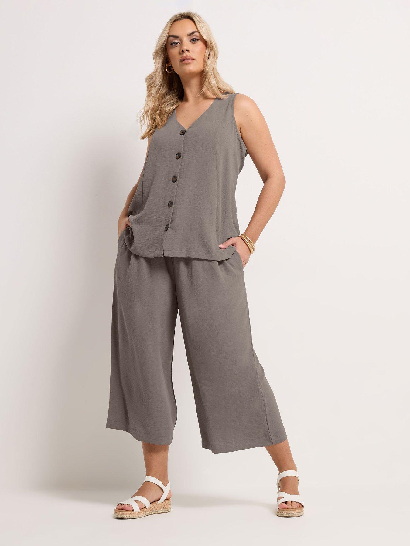 Image 3 of 4 of Yours Curve Washed Twill Culotte