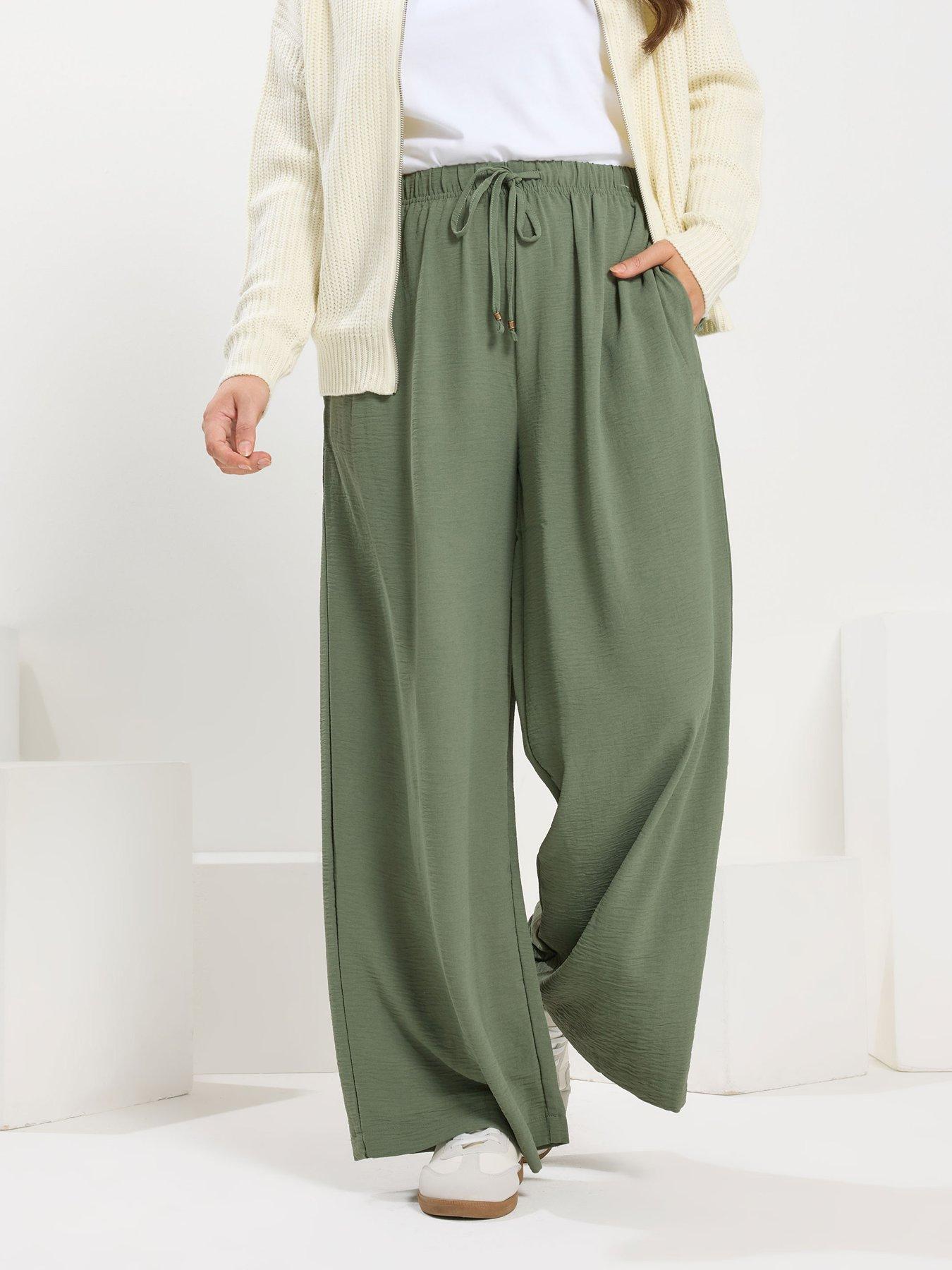 Yours Curve Washed Twill Wide Leg Trouser 28"