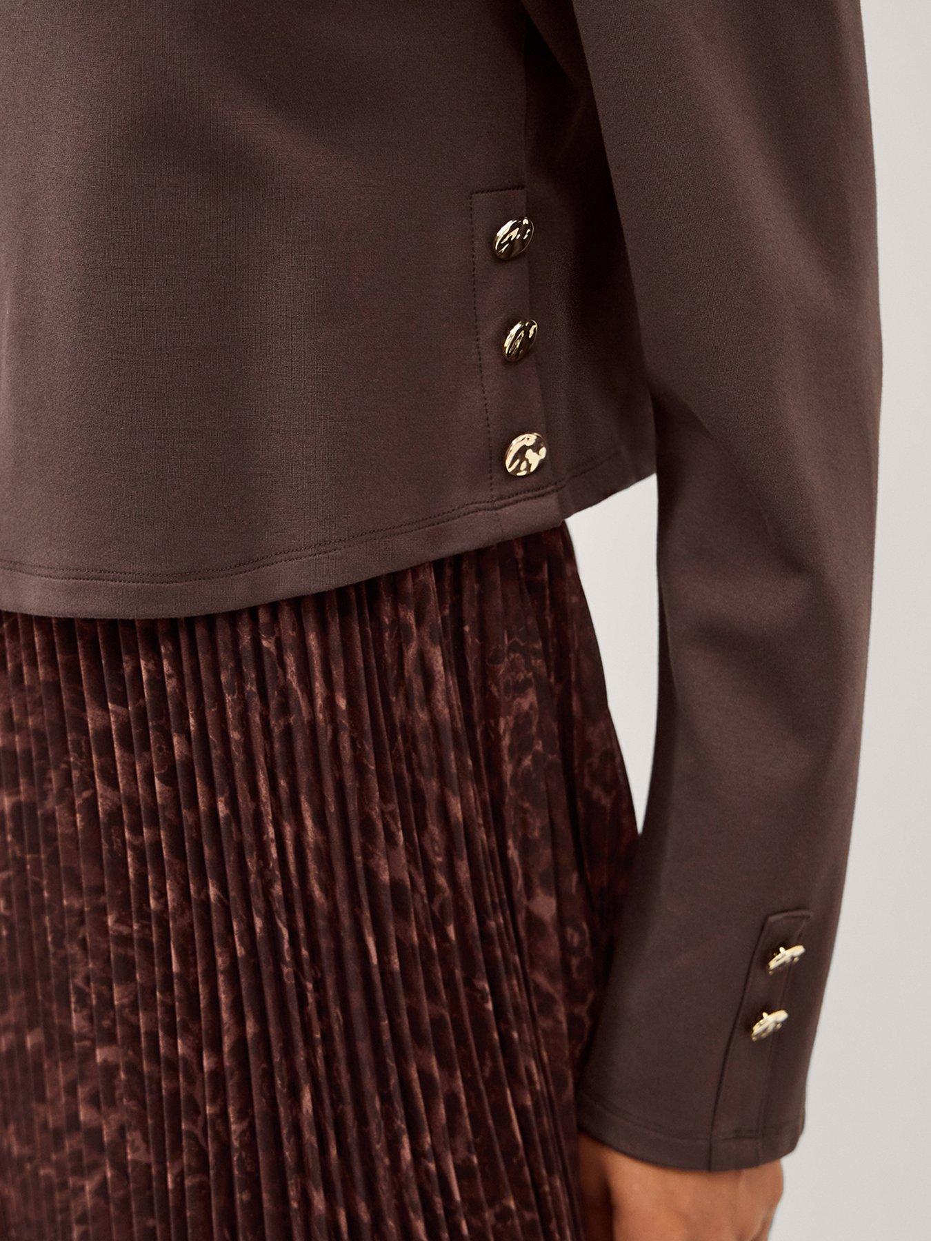  image of monsoon-archi-pleat-dress-brown