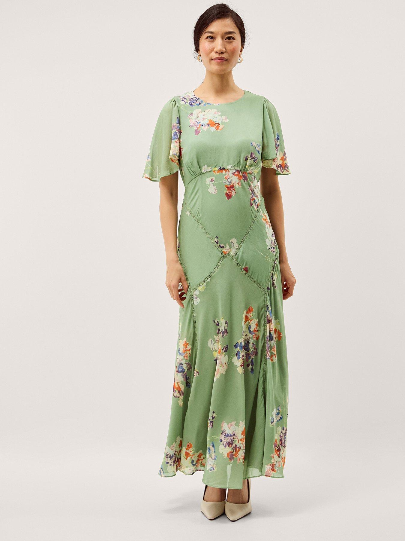 front image of monsoon-amber-midaxi-dress-green