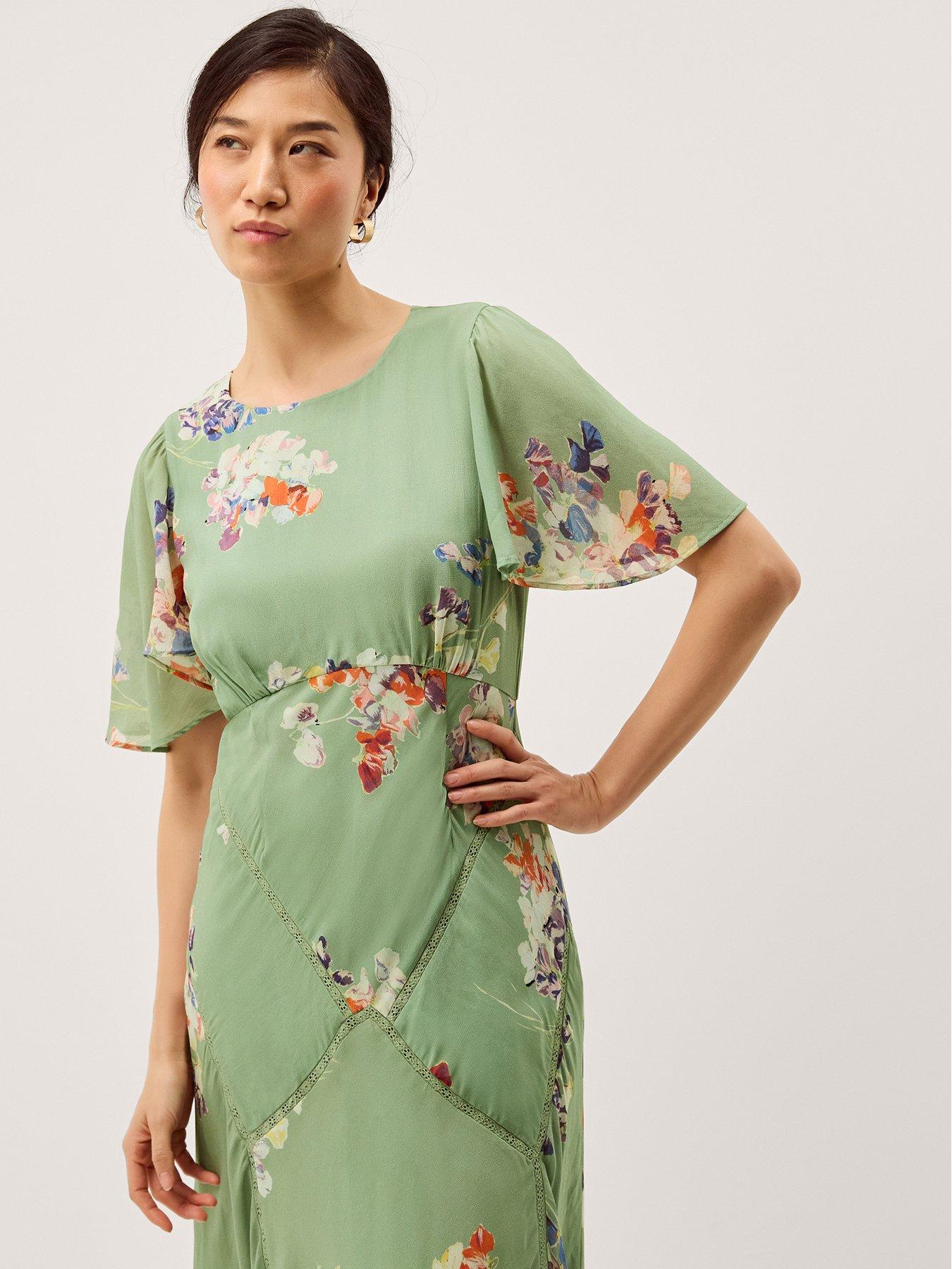  image of monsoon-amber-midaxi-dress-green