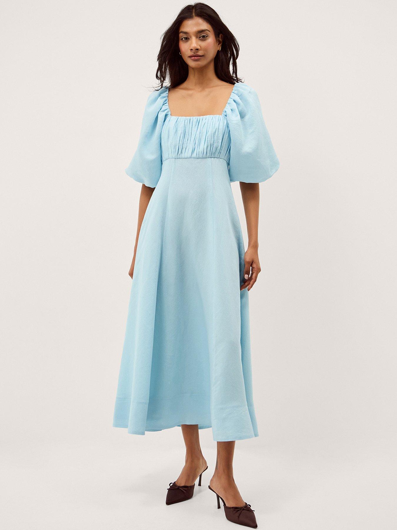 front image of monsoon-payton-dress-blue