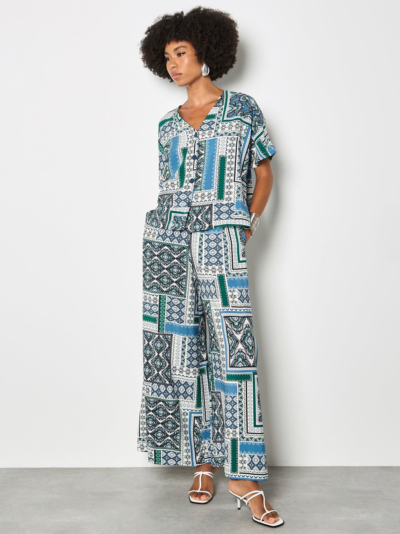  image of apricot-apricot-scarf-print-button-front-top