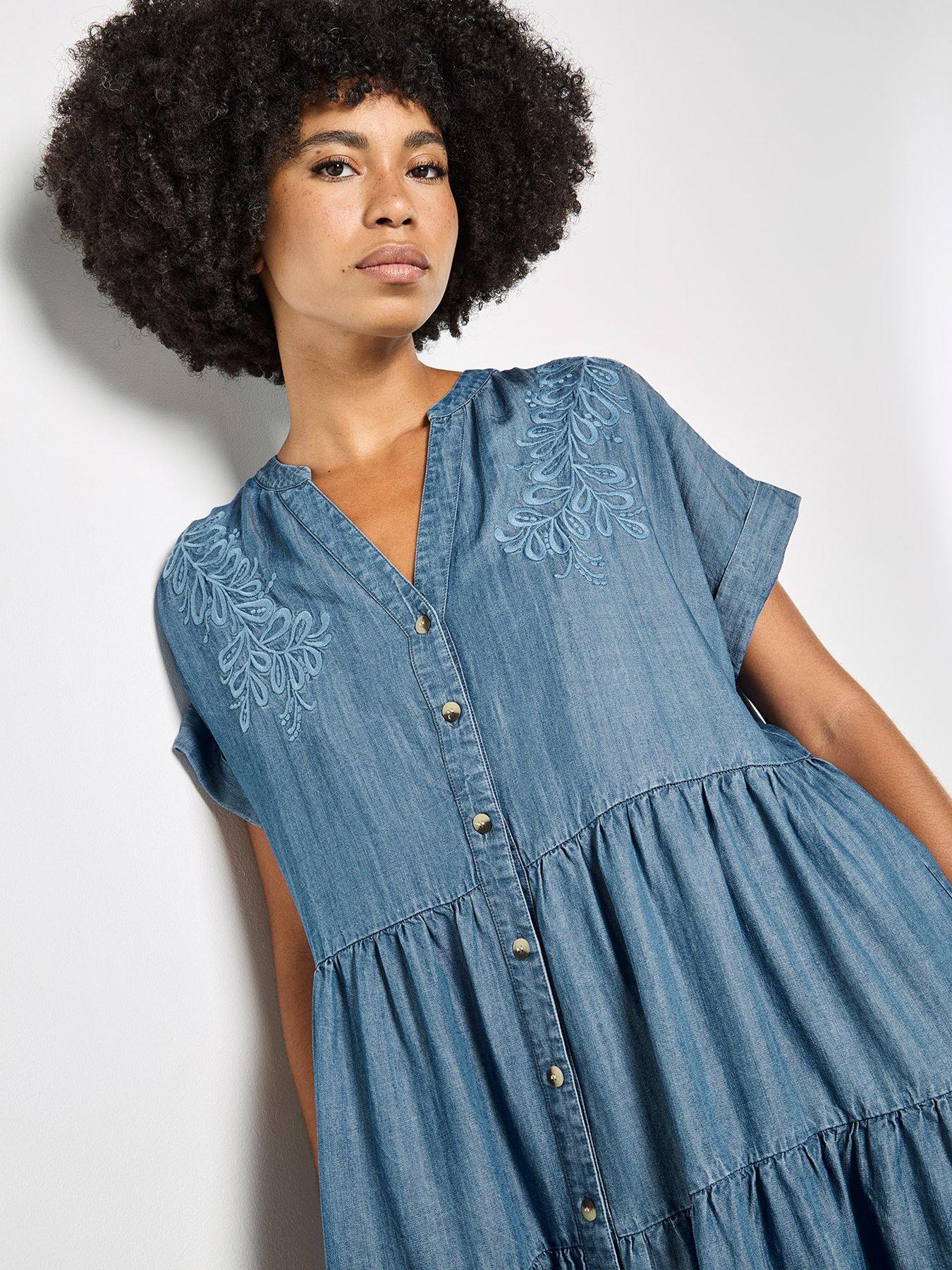 Image 4 of 4 of Apricot Embroidered Mini Tiered Dress