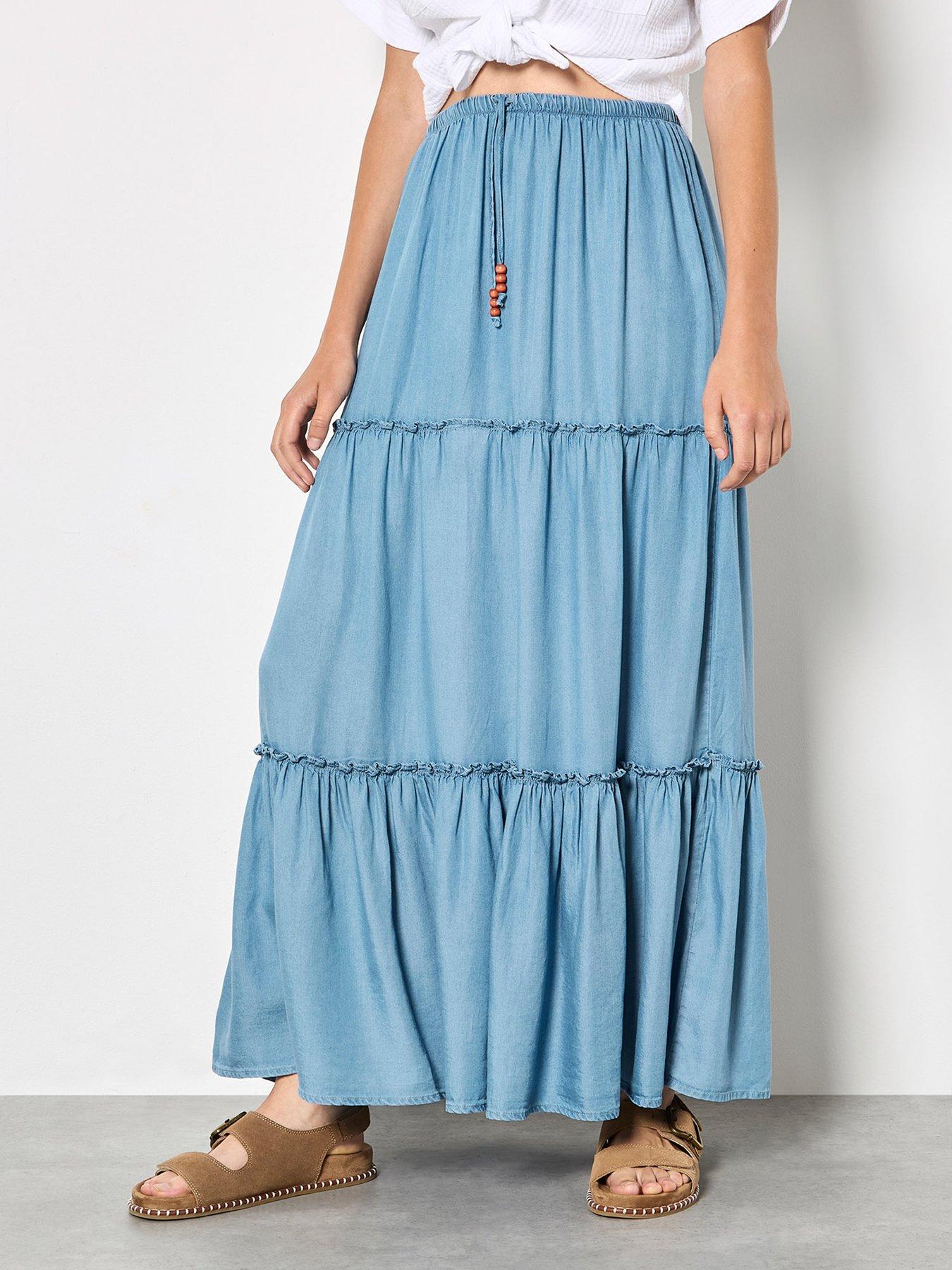 Apricot Apricot Tiered Denim Skirt