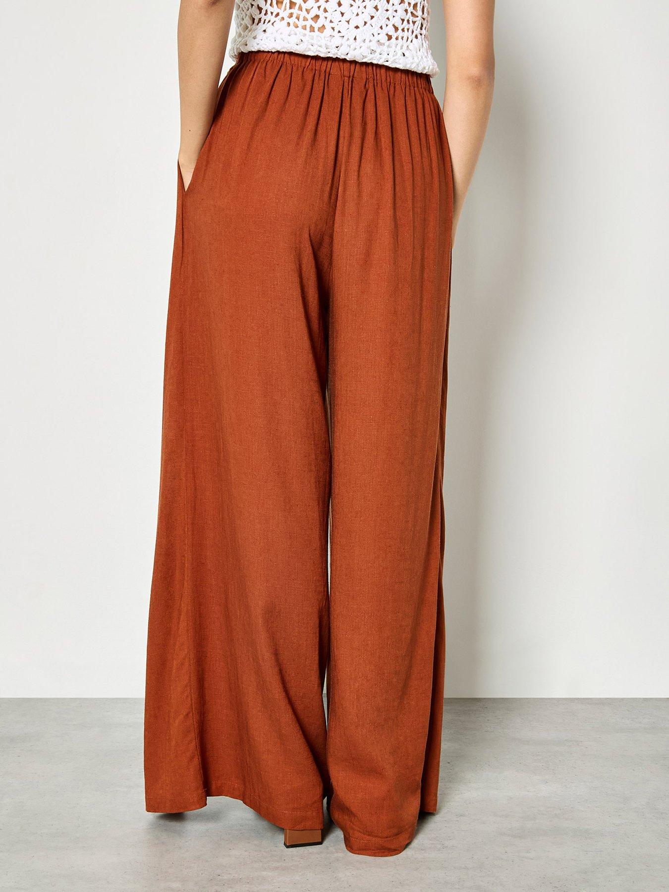stillFront image of apricot-apricot-linen-wrap-trouser
