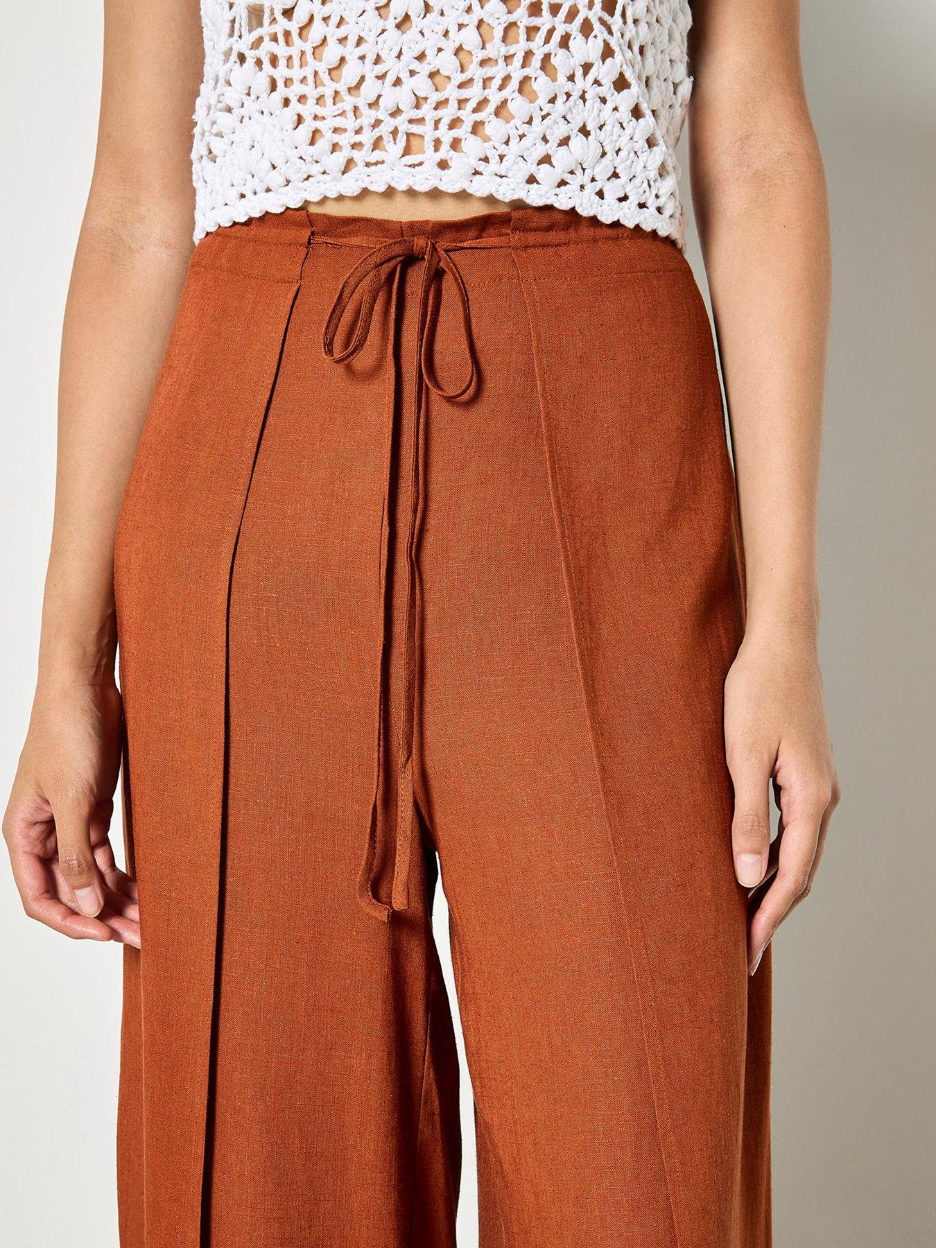  image of apricot-apricot-linen-wrap-trouser