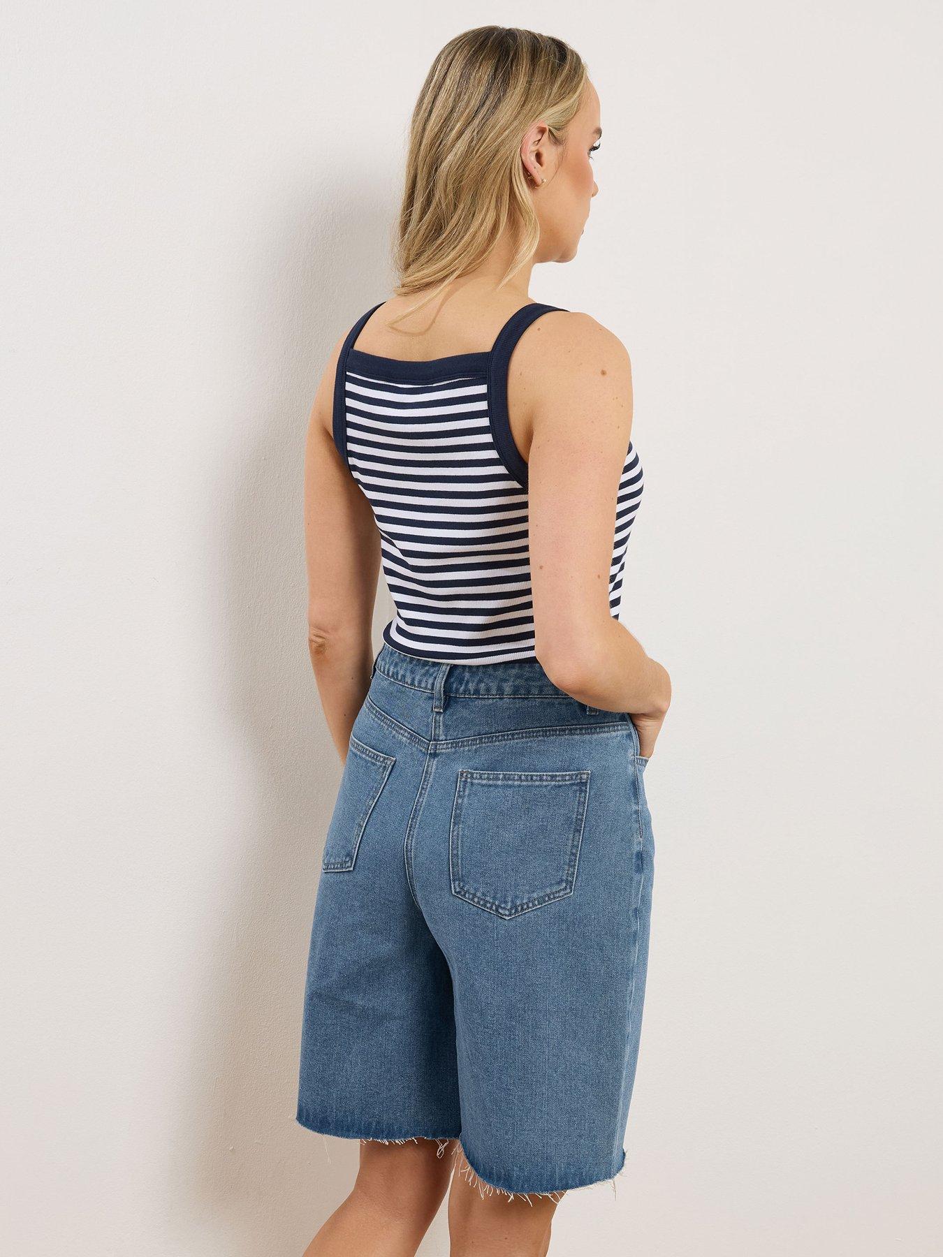  image of long-tall-sally-pull-on-denim-bermuda-short-blue