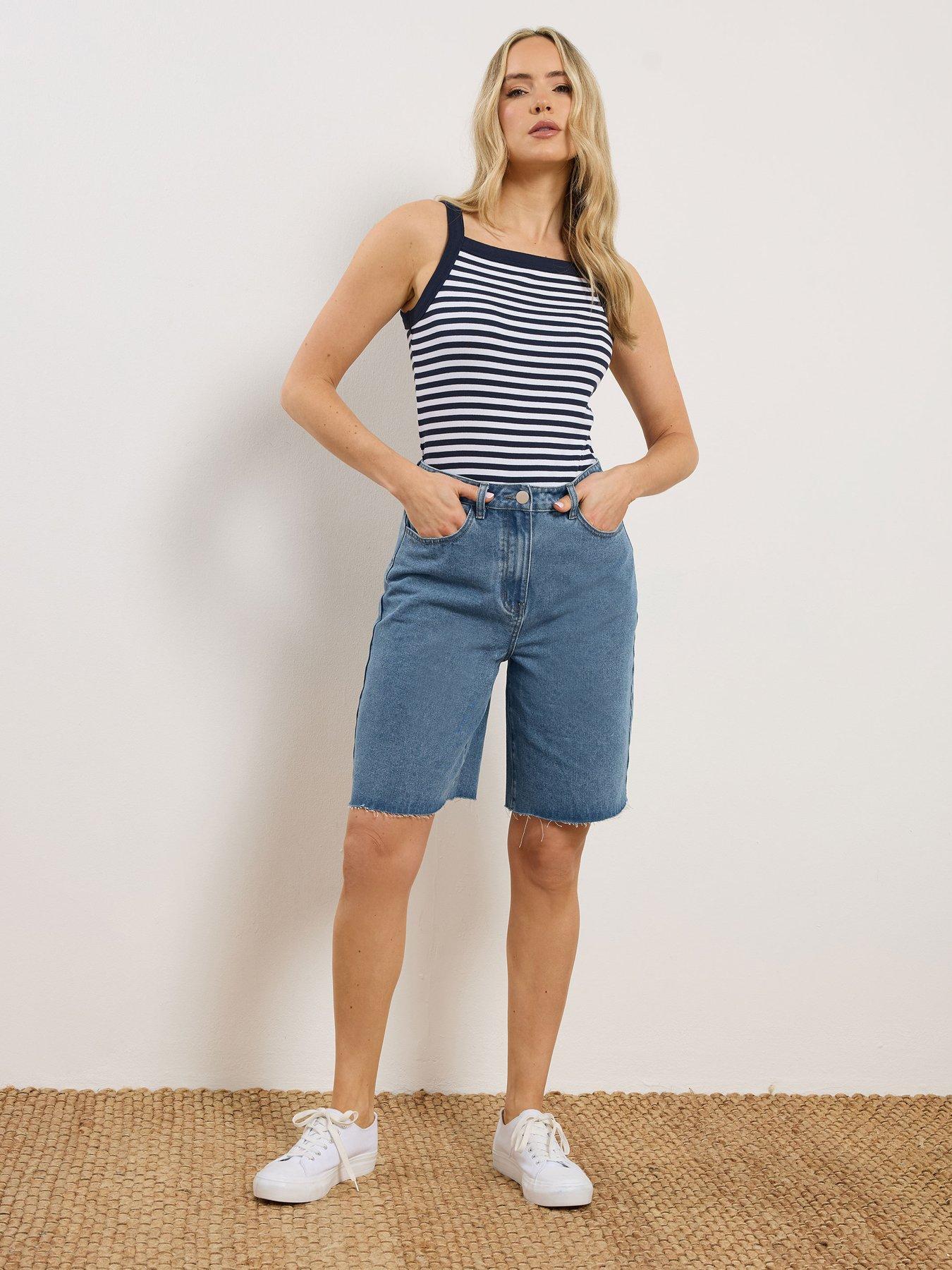  image of long-tall-sally-pull-on-denim-bermuda-short-blue
