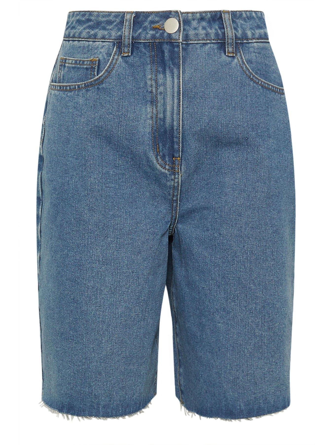  image of long-tall-sally-pull-on-denim-bermuda-short-blue