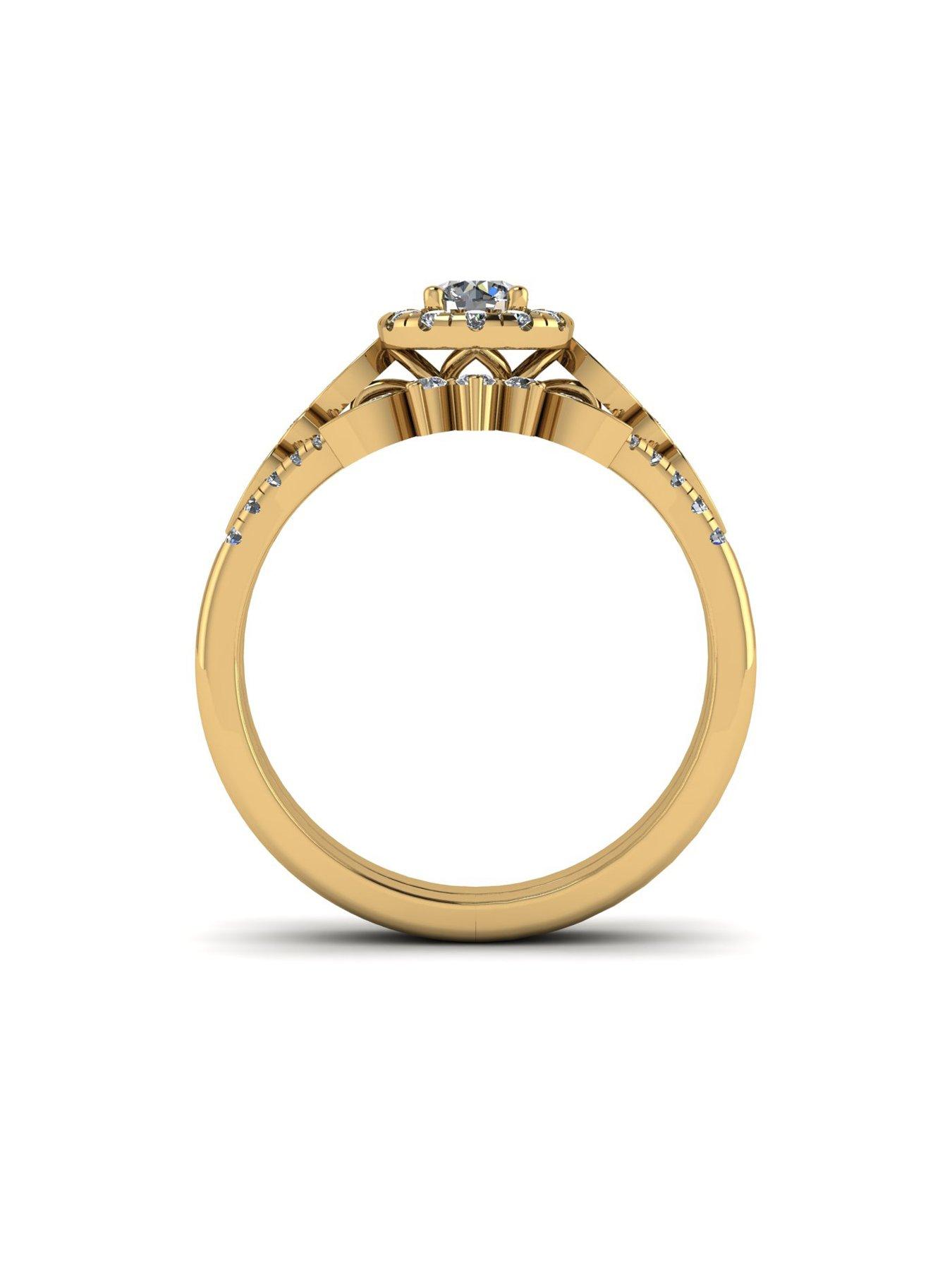  image of moissanite-9ct-gold-062ct-total-moissanite-ring-set