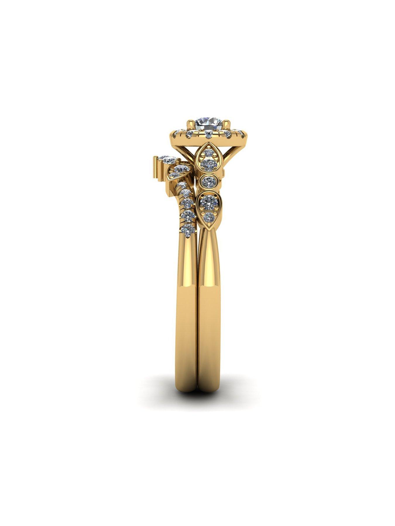  image of moissanite-9ct-gold-062ct-total-moissanite-ring-set