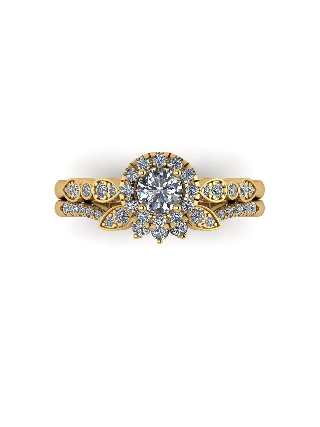  image of moissanite-9ct-gold-062ct-total-moissanite-ring-set
