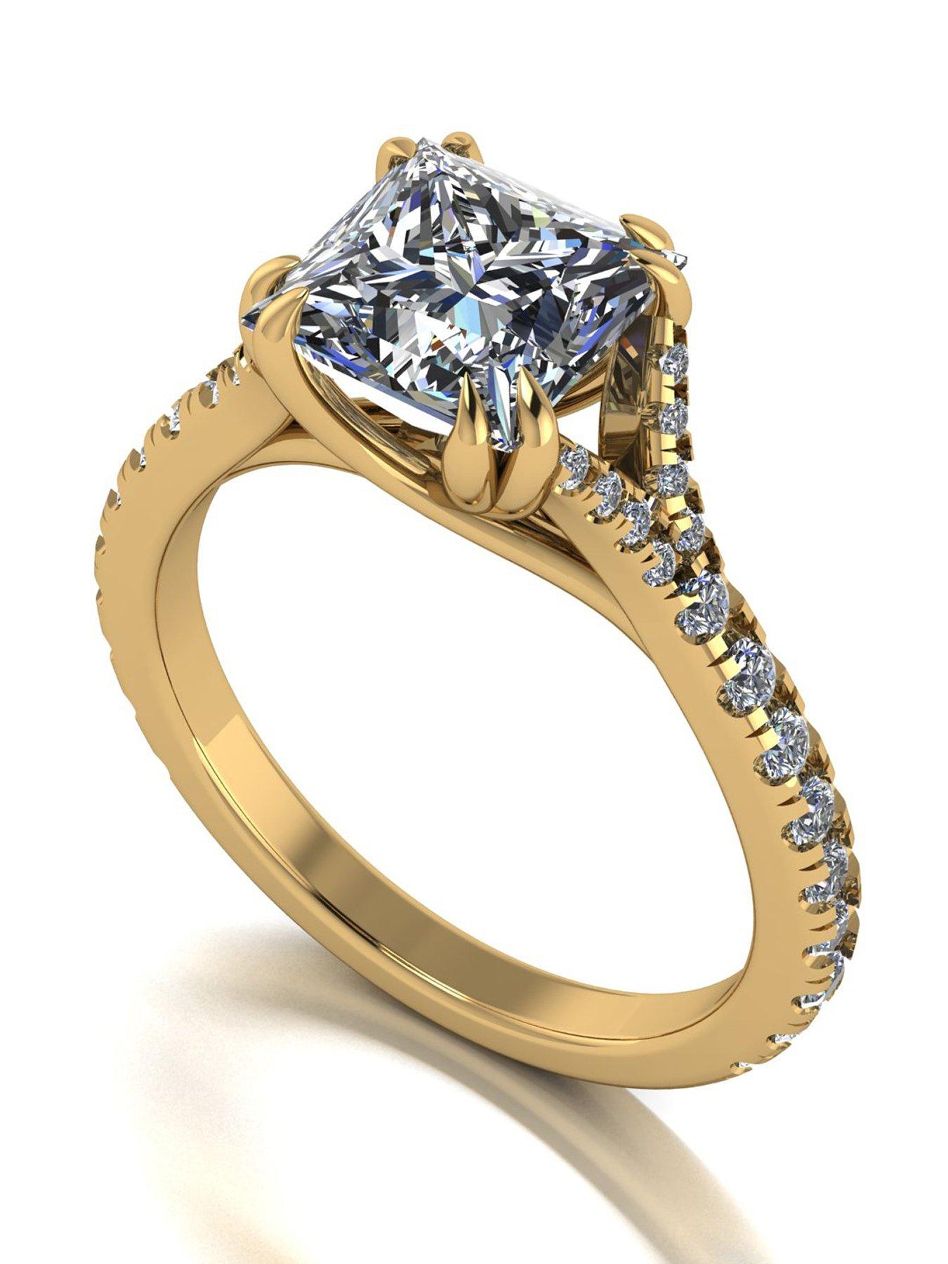 Moissanite 9ct Gold Lady Lynsey 2.55ct total Princess Cut Moissanite Solitaire Ring
