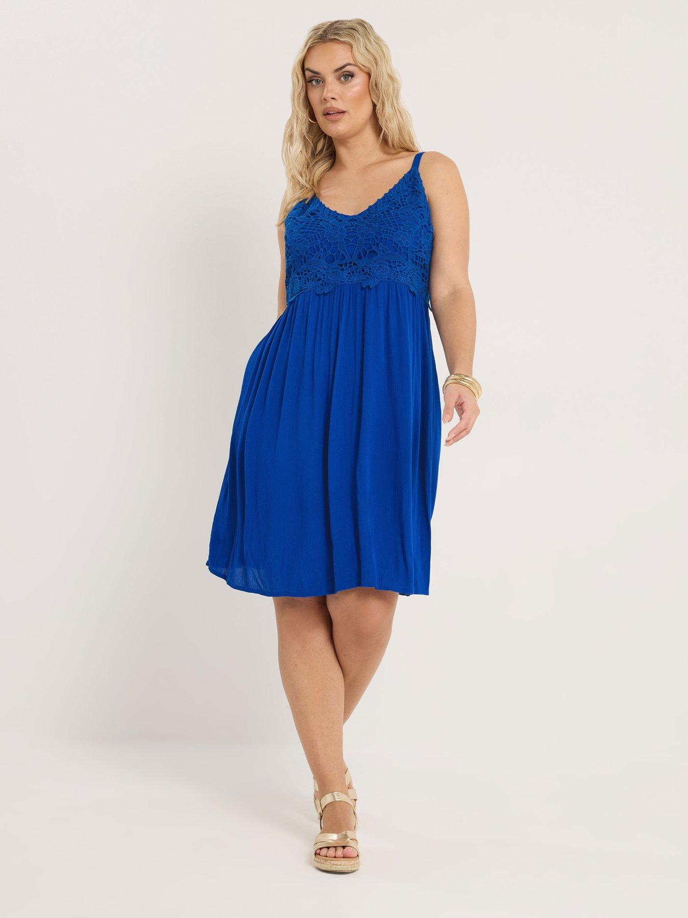 Yours Curve Crochet Bust Crinkle Dress