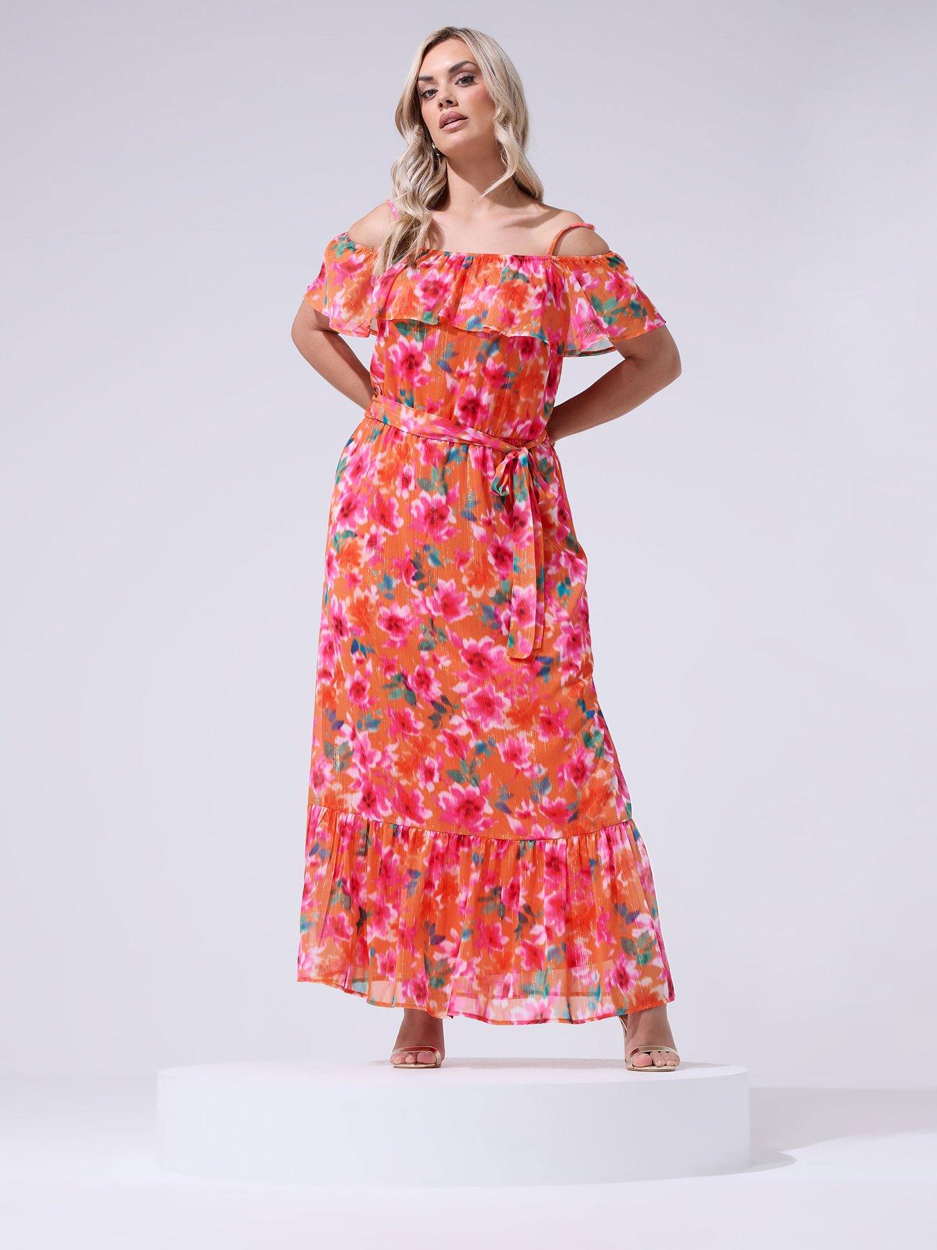 yours-curve-floral-metallic-cold-shoulder-maxi-dress-orange
