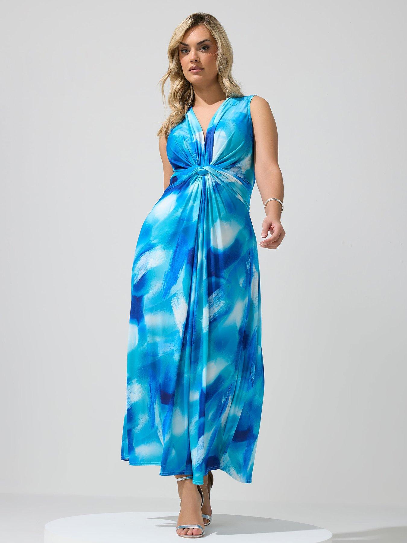 Image 3 of 5 of Yours Curve Abstract Knot Dress - Blue