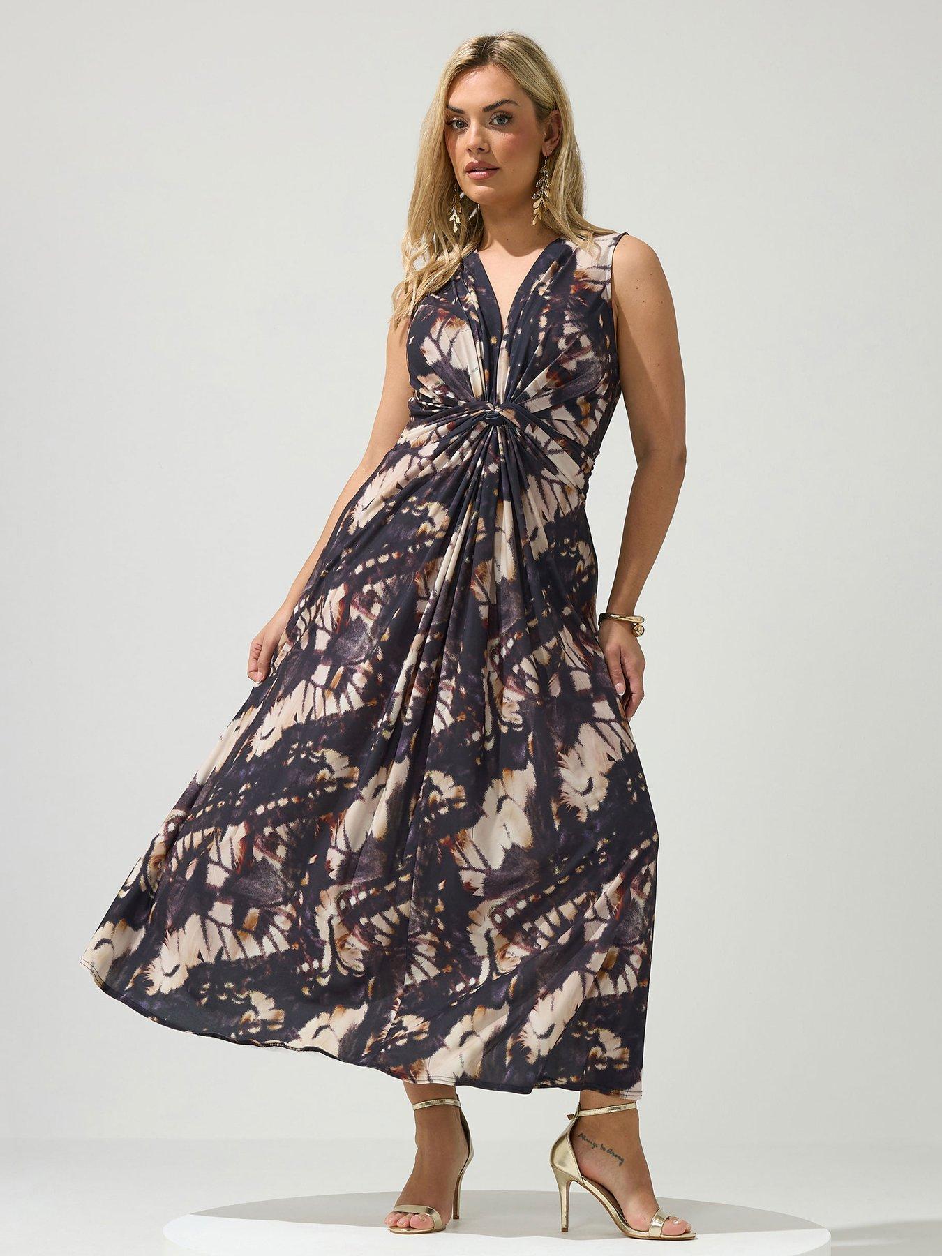 Yours Curve Abstract Knot Dress - Brown