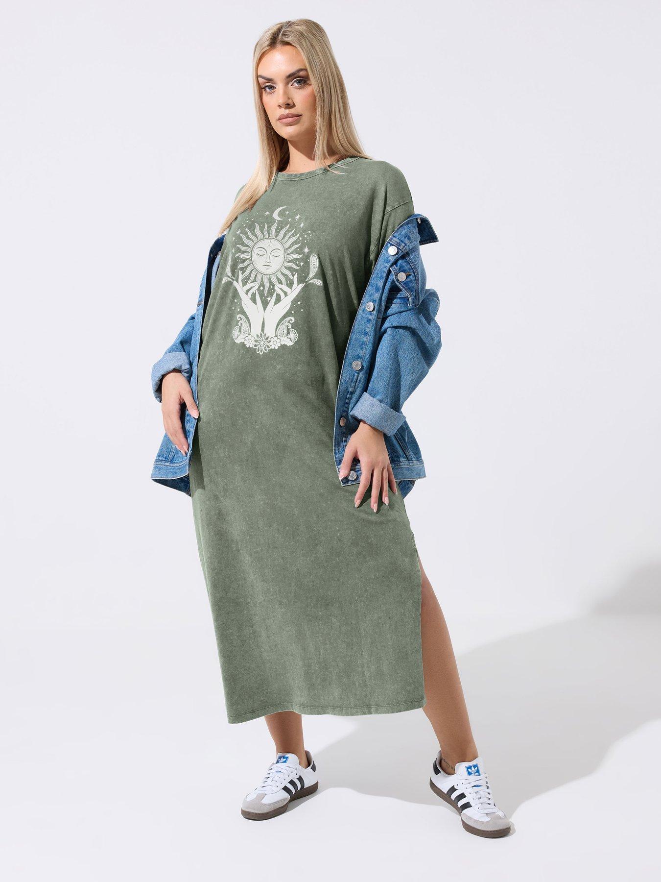 Image 3 of 5 of Yours Curve Acid Wash Mystic Dress - Grey