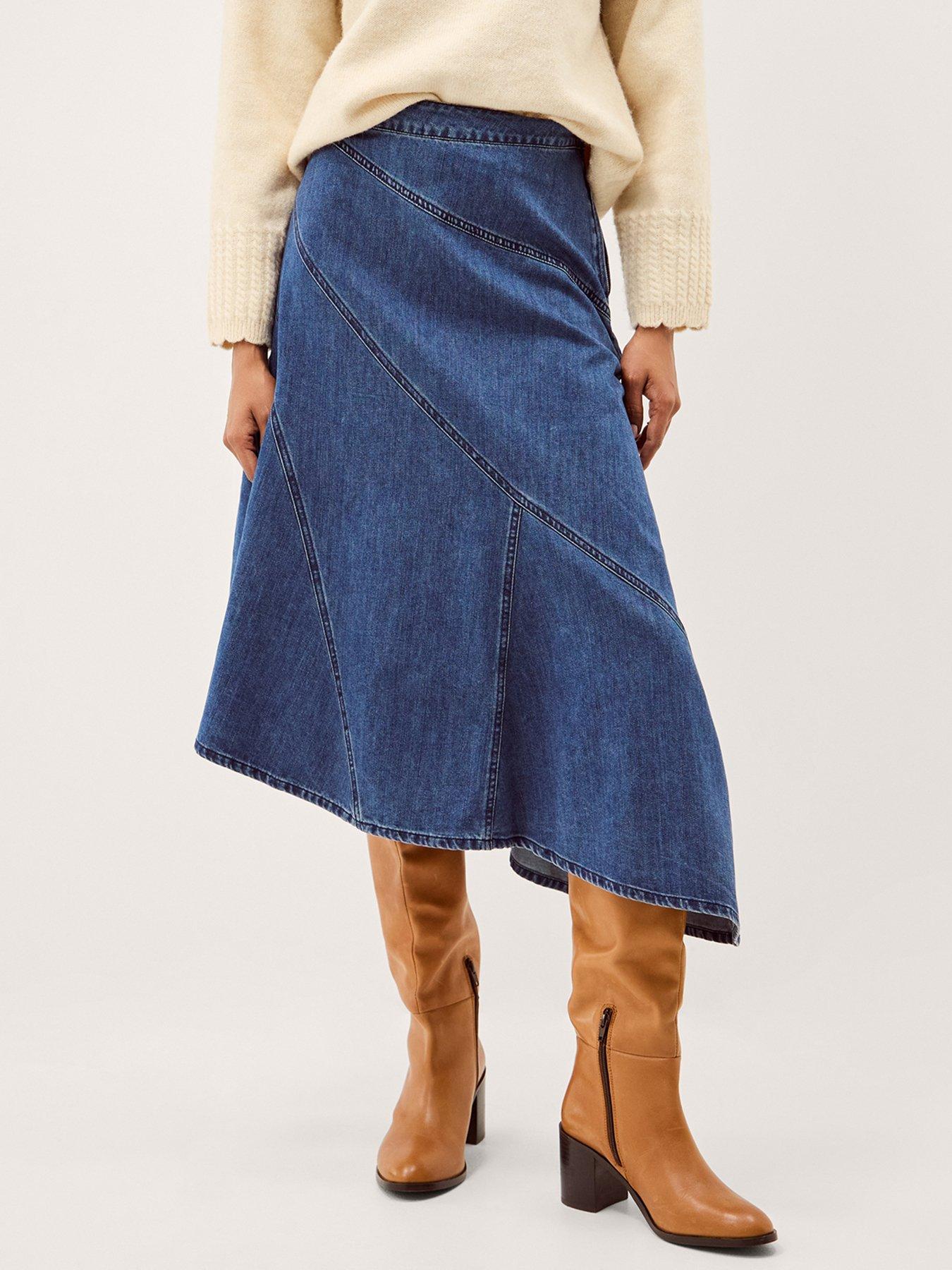 Monsoon Annie Denim Skirt - Blue