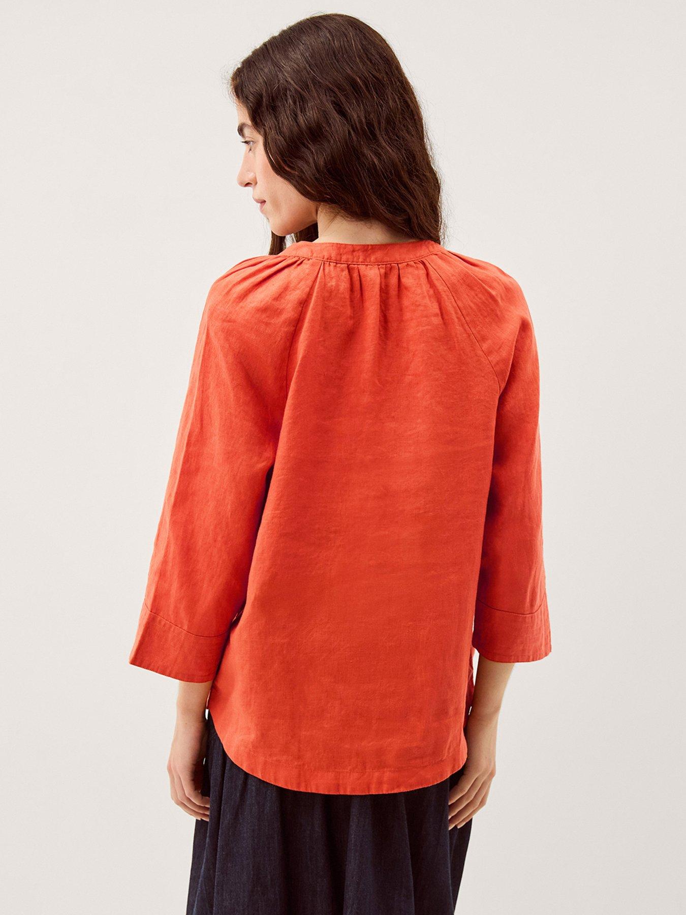  image of monsoon-gianna-linen-top-orange
