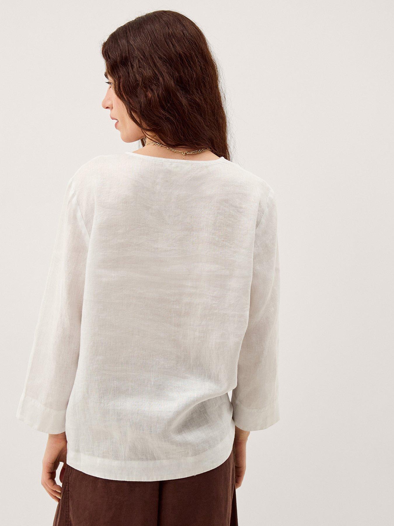  image of monsoon-alexis-linen-tee-white