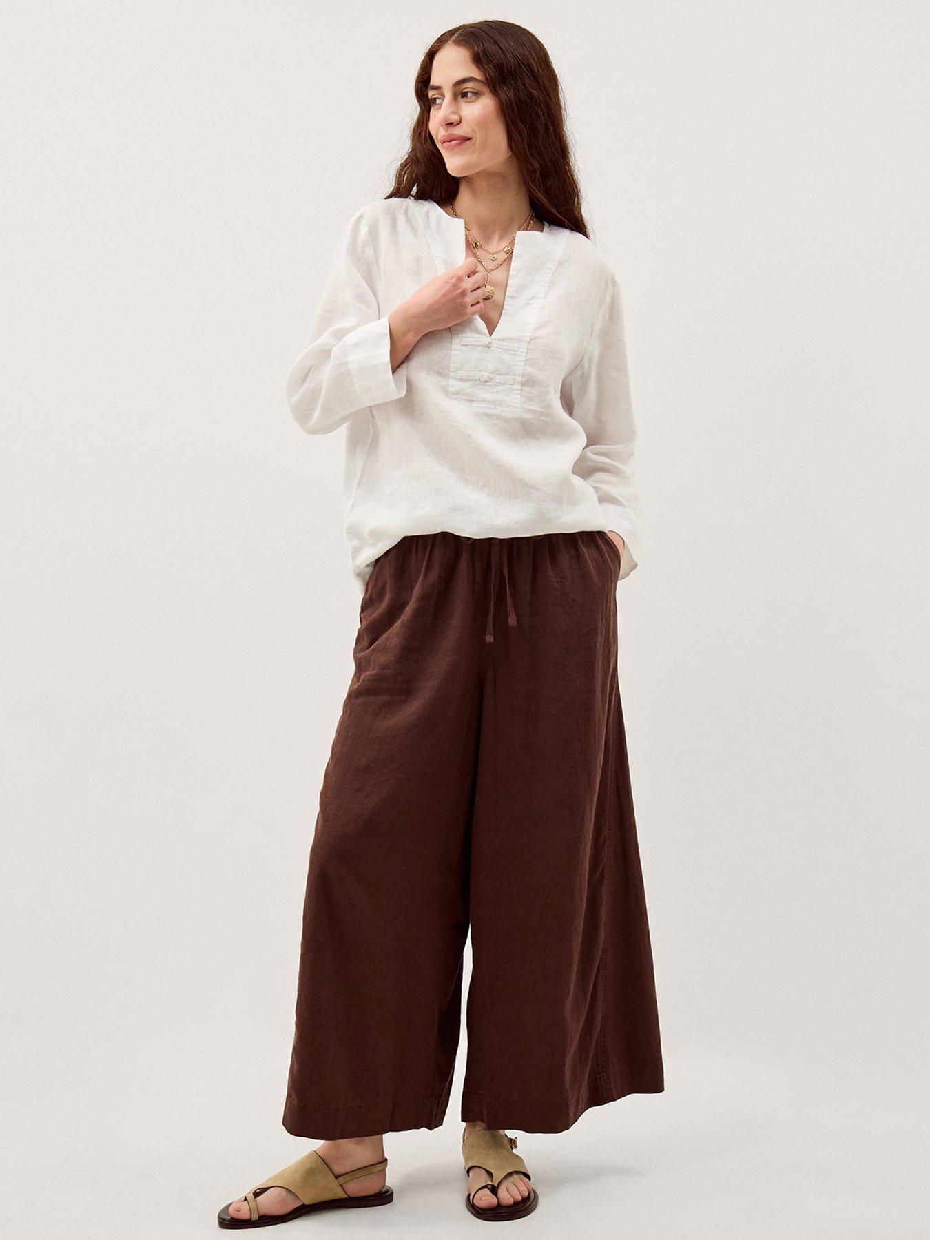  image of monsoon-alexis-linen-tee-white