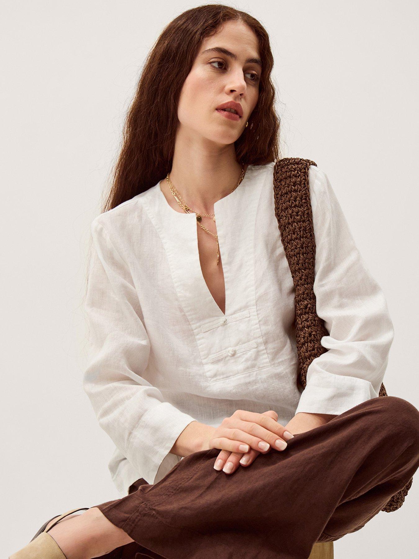  image of monsoon-alexis-linen-tee-white