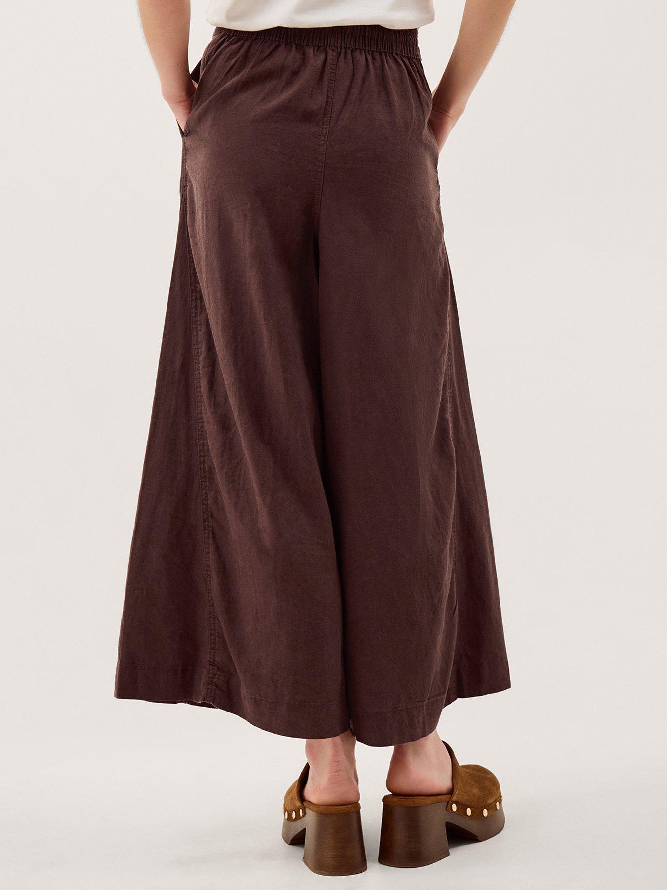  image of monsoon-maisie-wide-crop-trousers-brown