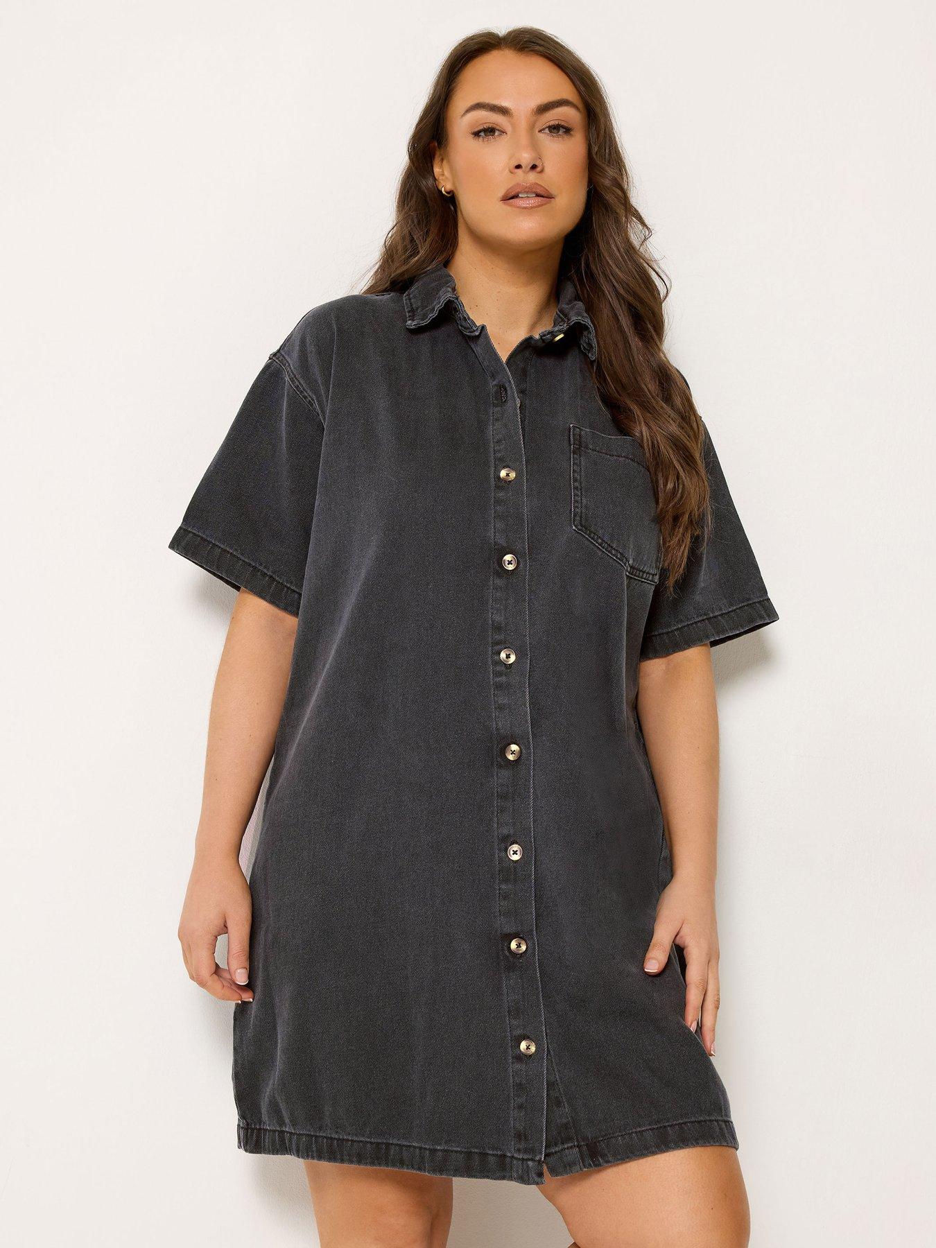 Yours Curve Denim Shirt Dress - Black