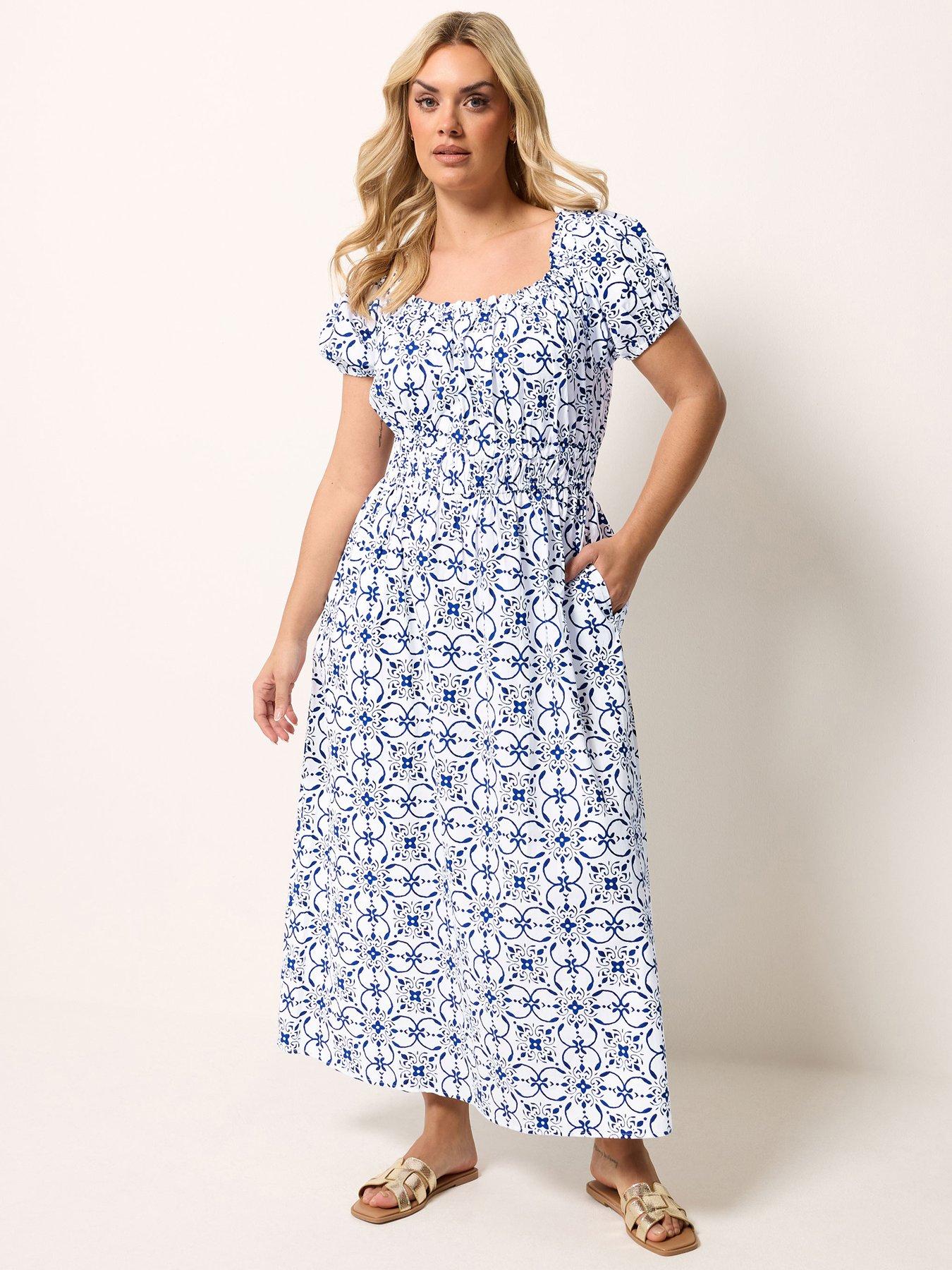 Yours Curve Poplin Midaxi Bardot Dress